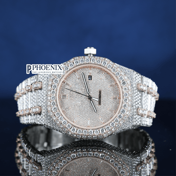 Rose Gold Dial Fully Iced Out AP Moissanite Diamond Watch