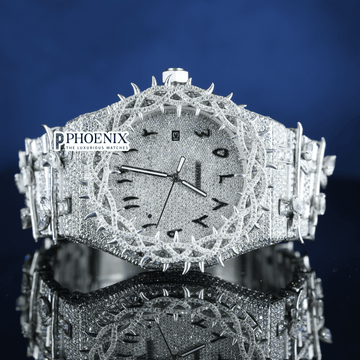Arabic Dial Thorn Bezel White Gold Moissanite Diamond AP Watch