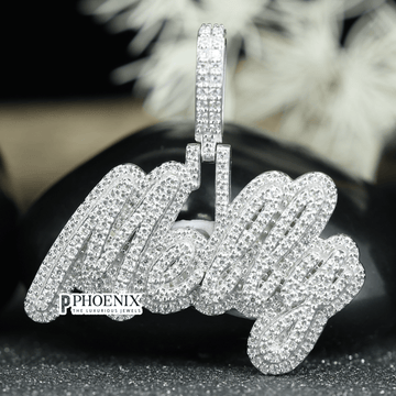 Bespoke VVS Moissanite Diamond Pendant - Iced Out Mally Lettering in Solid Sterling Silver