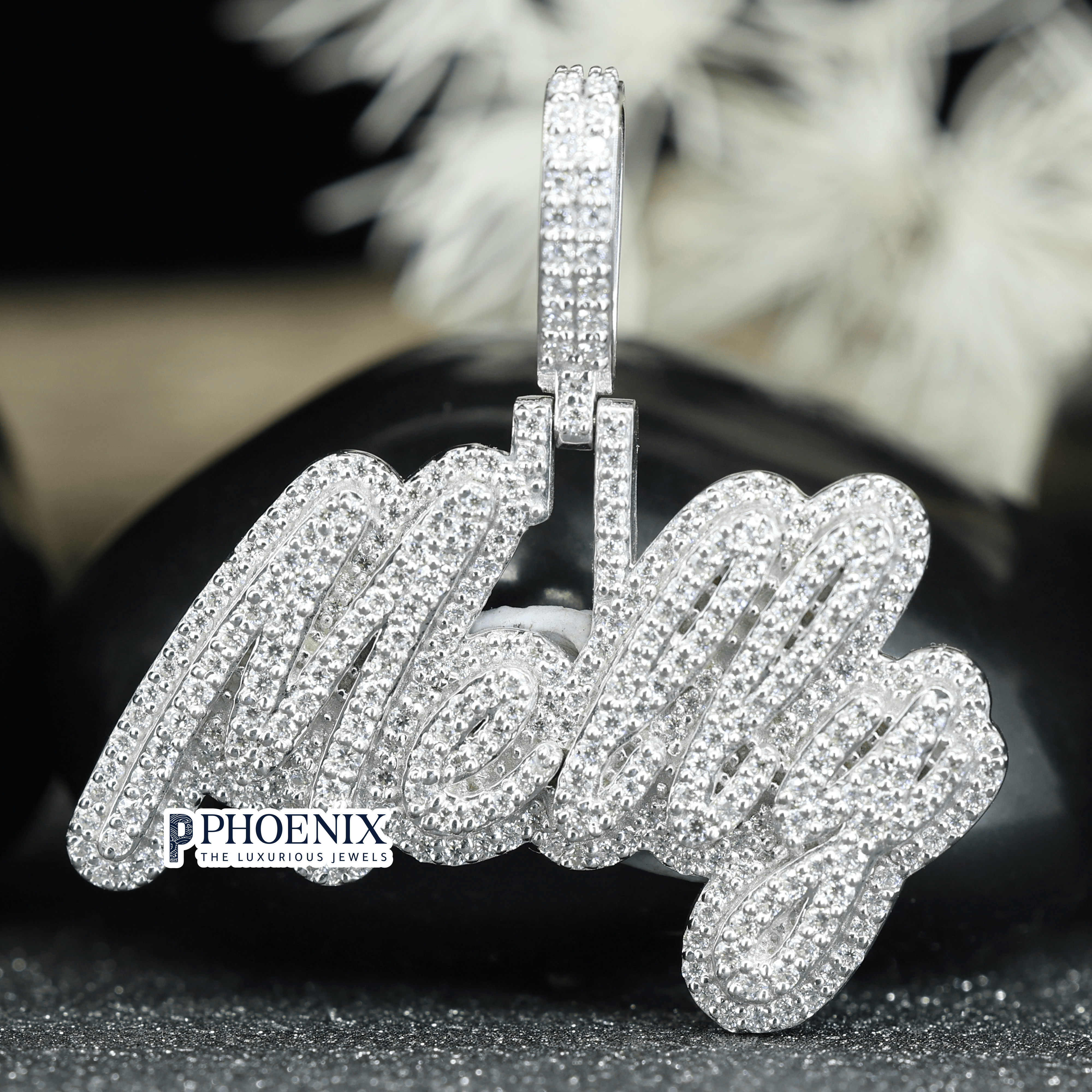 Bespoke VVS Moissanite Diamond Pendant - Iced Out Mally Lettering in Solid Sterling Silver