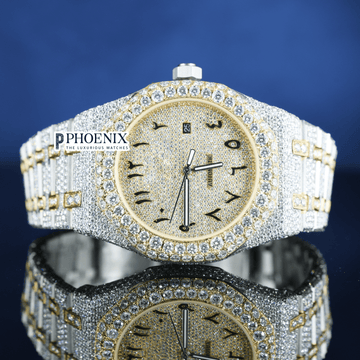 Yellow Gold Moissanite Diamonds AP Watch Arabic Numerals