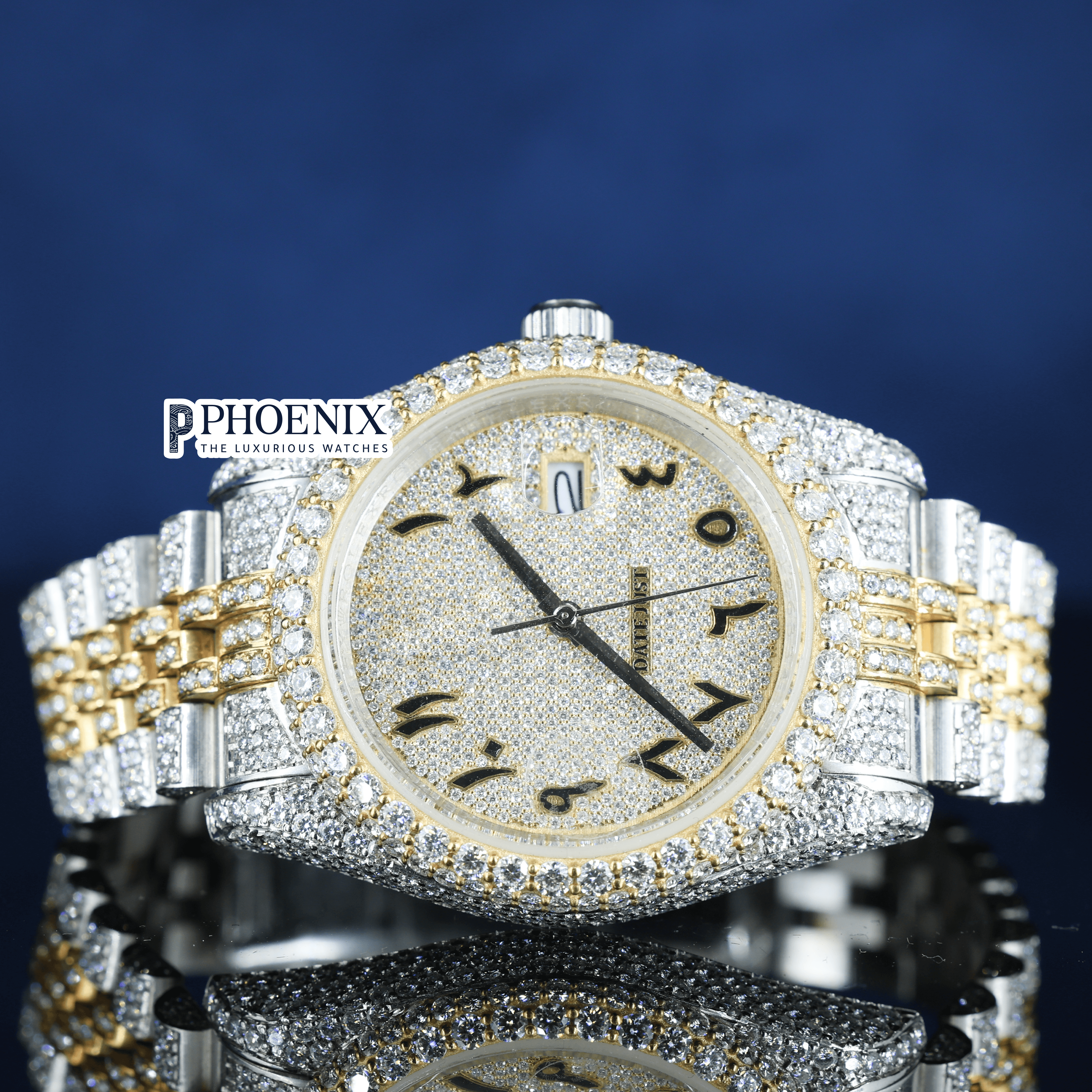 Rose Gold Dial Moissanite Diamond Rolex Watch