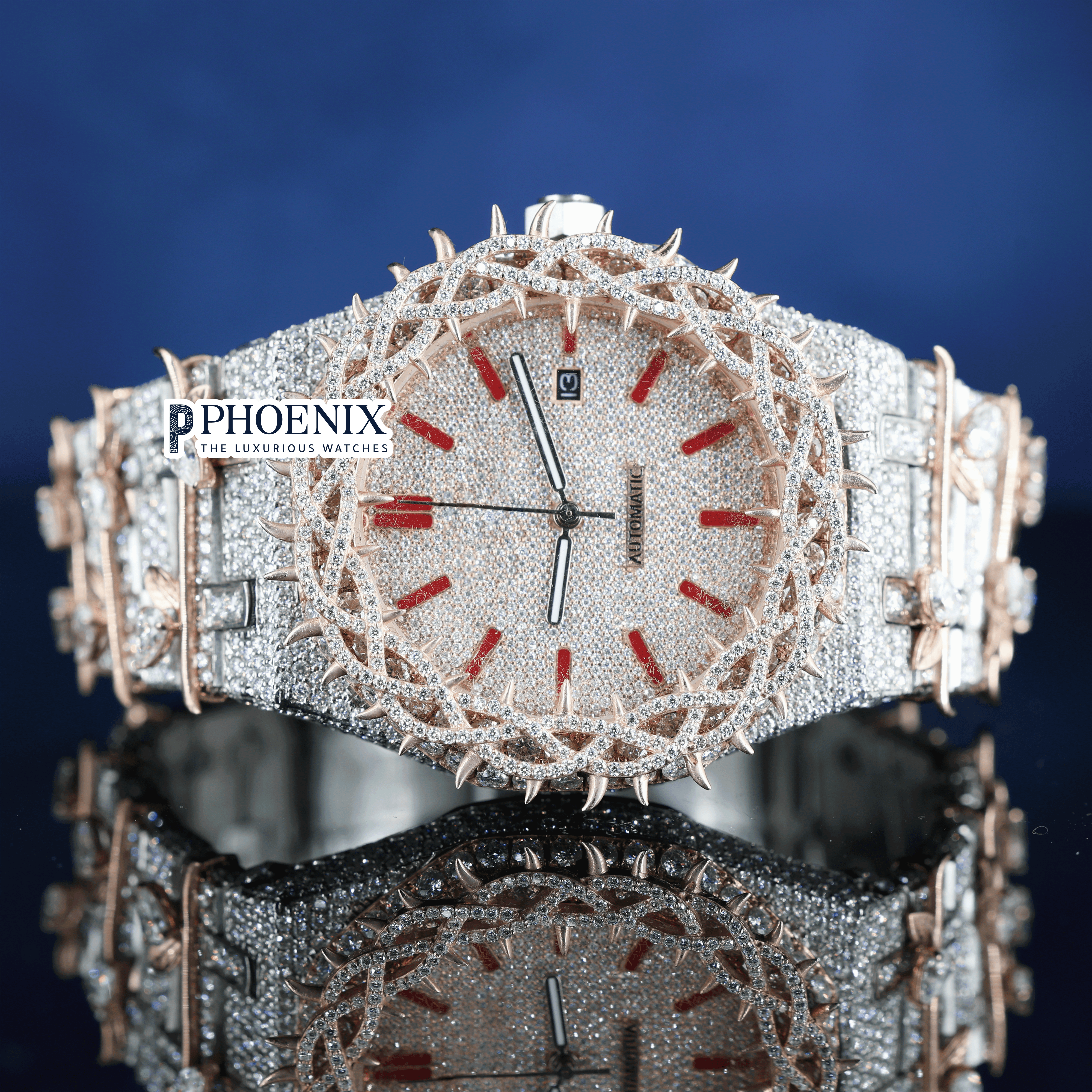 Thorn Bezel Rose Gold Moissanite Diamond AP Watch