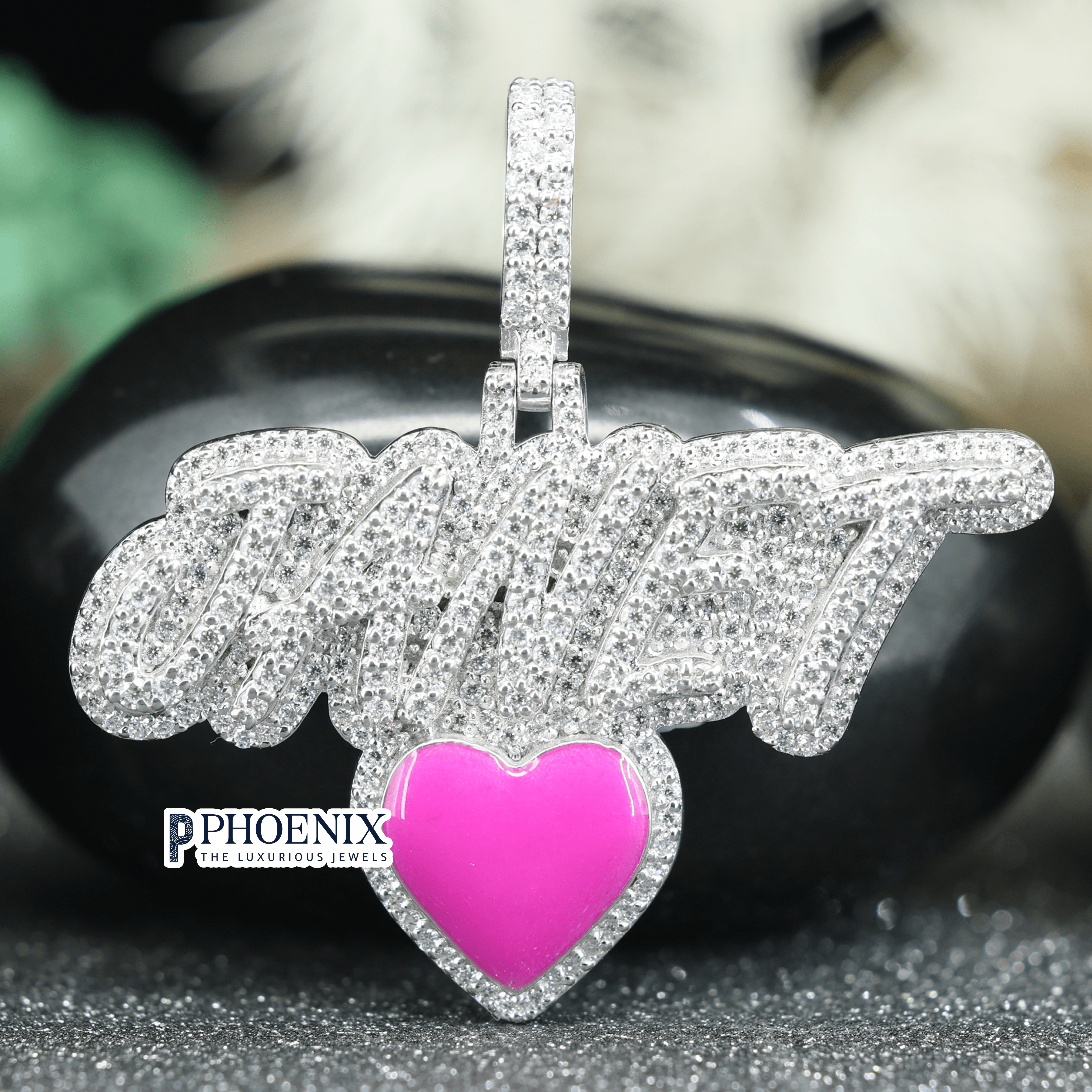 Custom VVS Moissanite Initial JANET Pendant - Iced Lettering Charm in Real 925 Sterling Silver