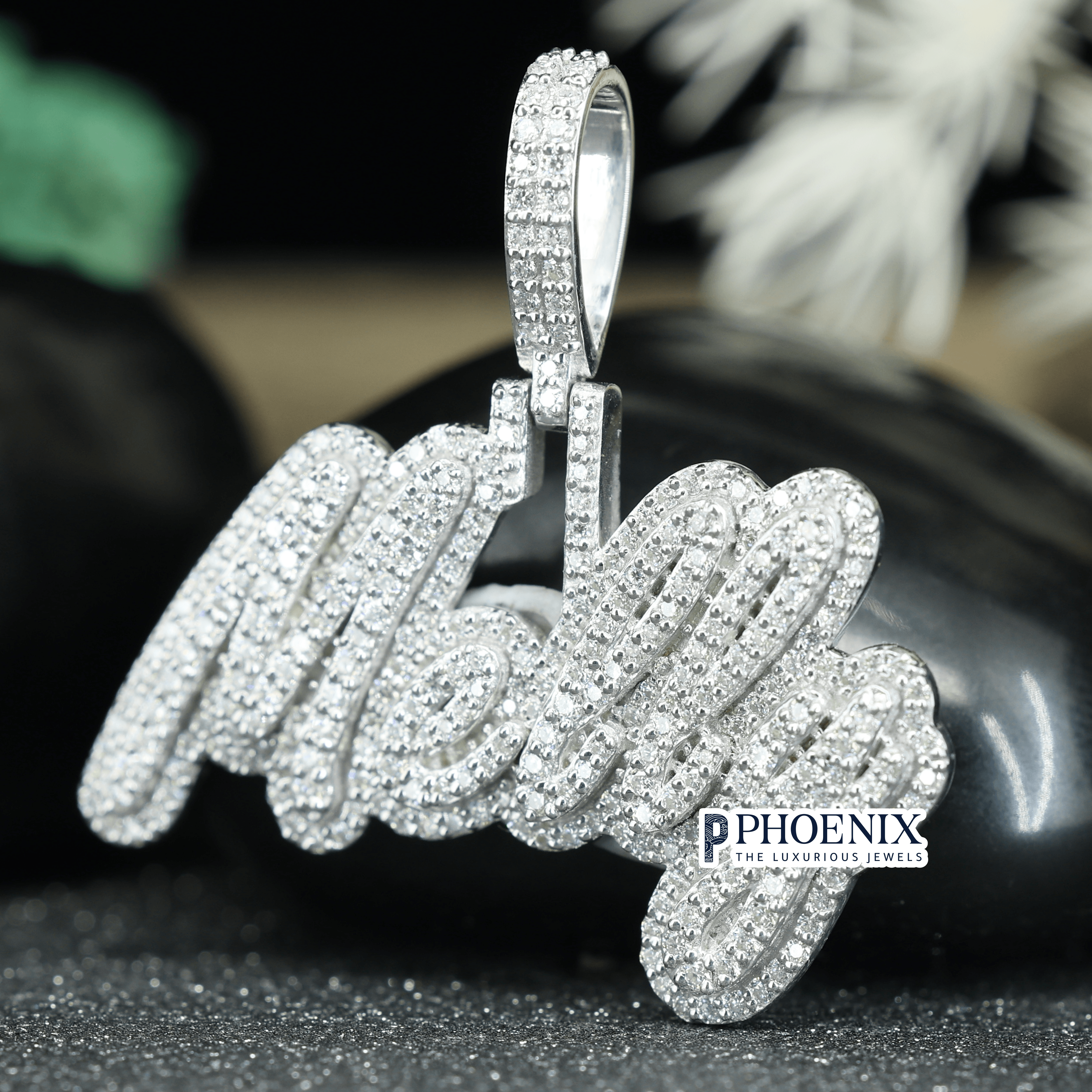 Bespoke VVS Moissanite Diamond Pendant - Iced Out Mally Lettering in Solid Sterling Silver