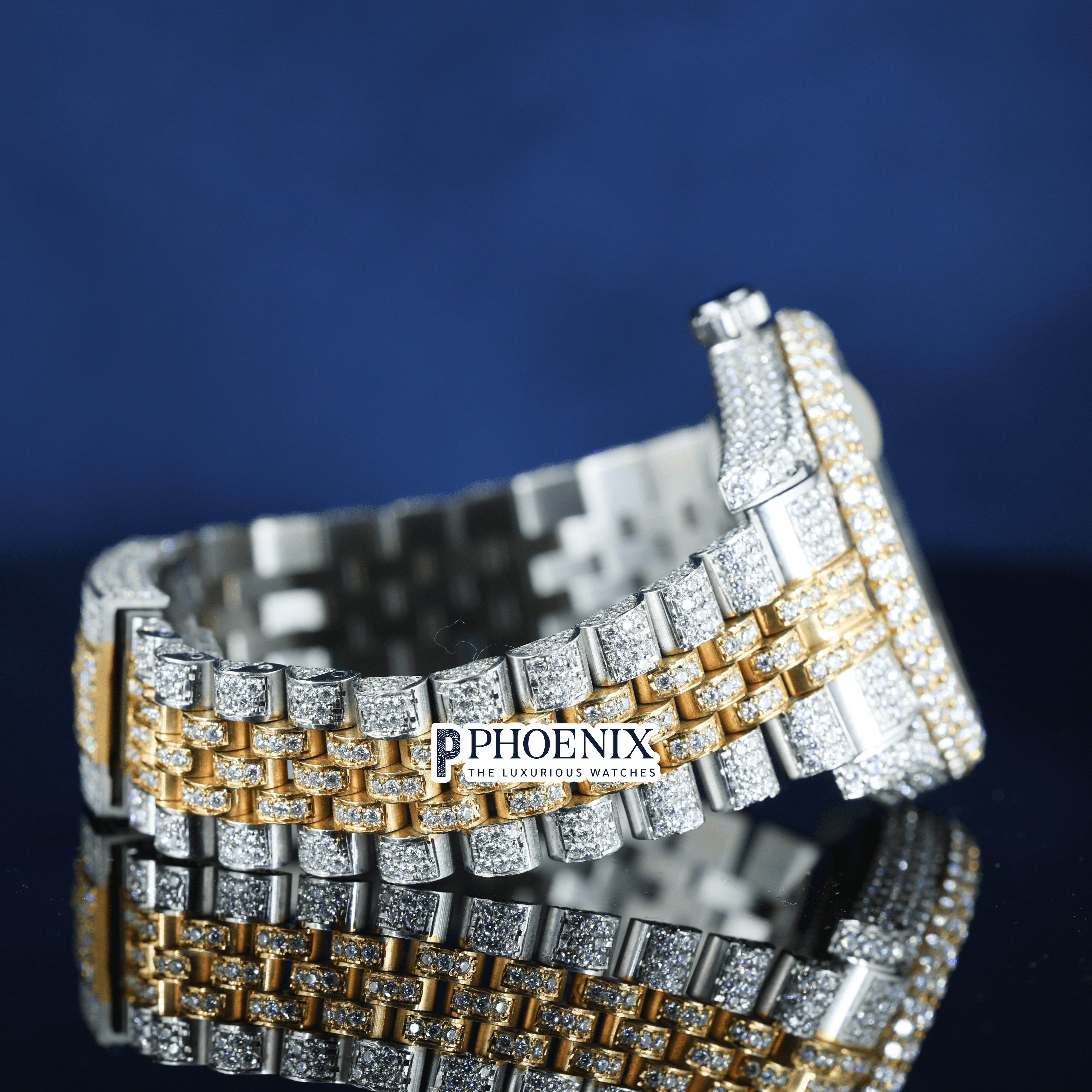 Rose Gold Dial Moissanite Diamond Rolex Watch