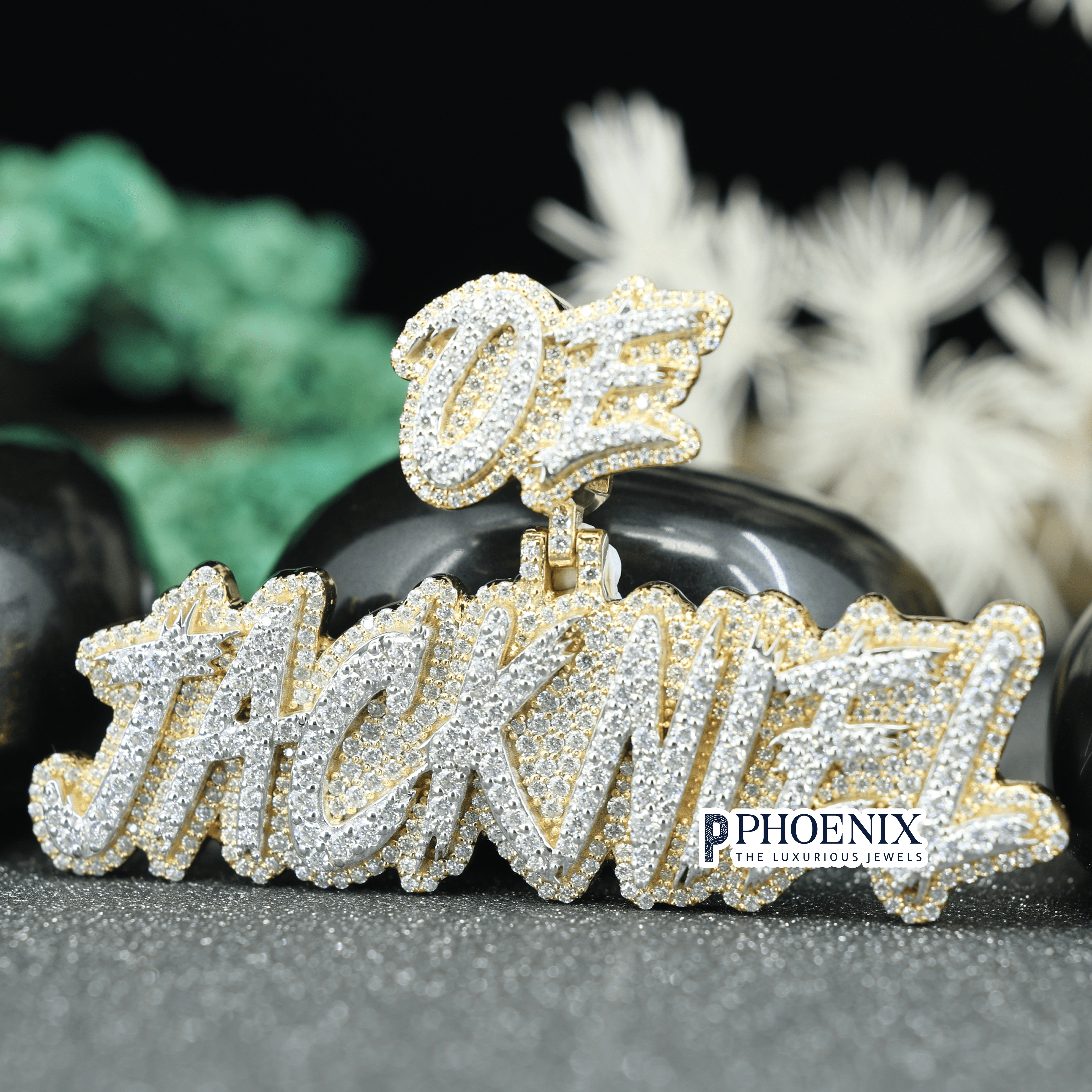 Blinding VVS Moissanite Name Pendant - Personalized JACKNIAL Iced Out Charm Pendants