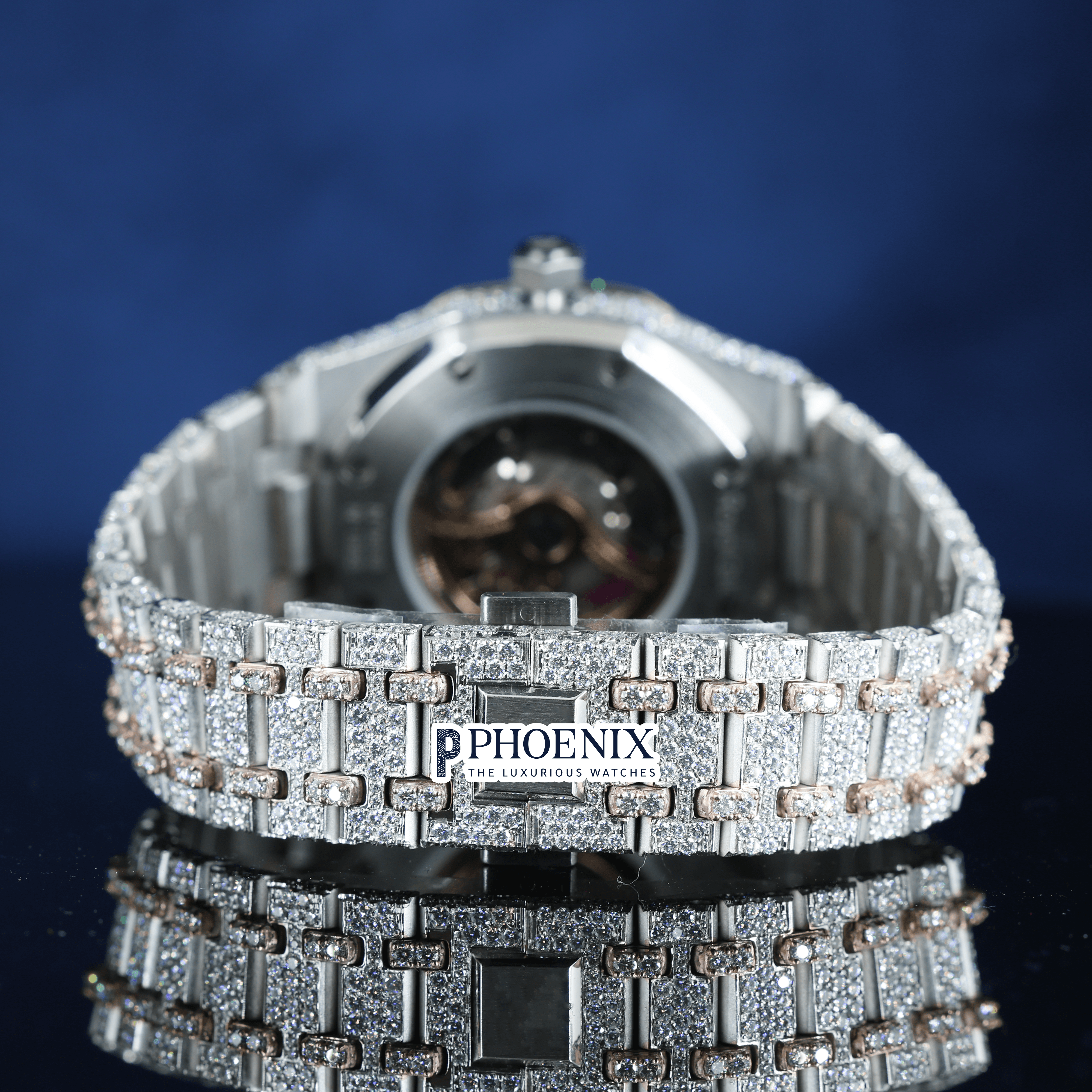 Rose Gold Dial Fully Iced Out AP Moissanite Diamond Watch
