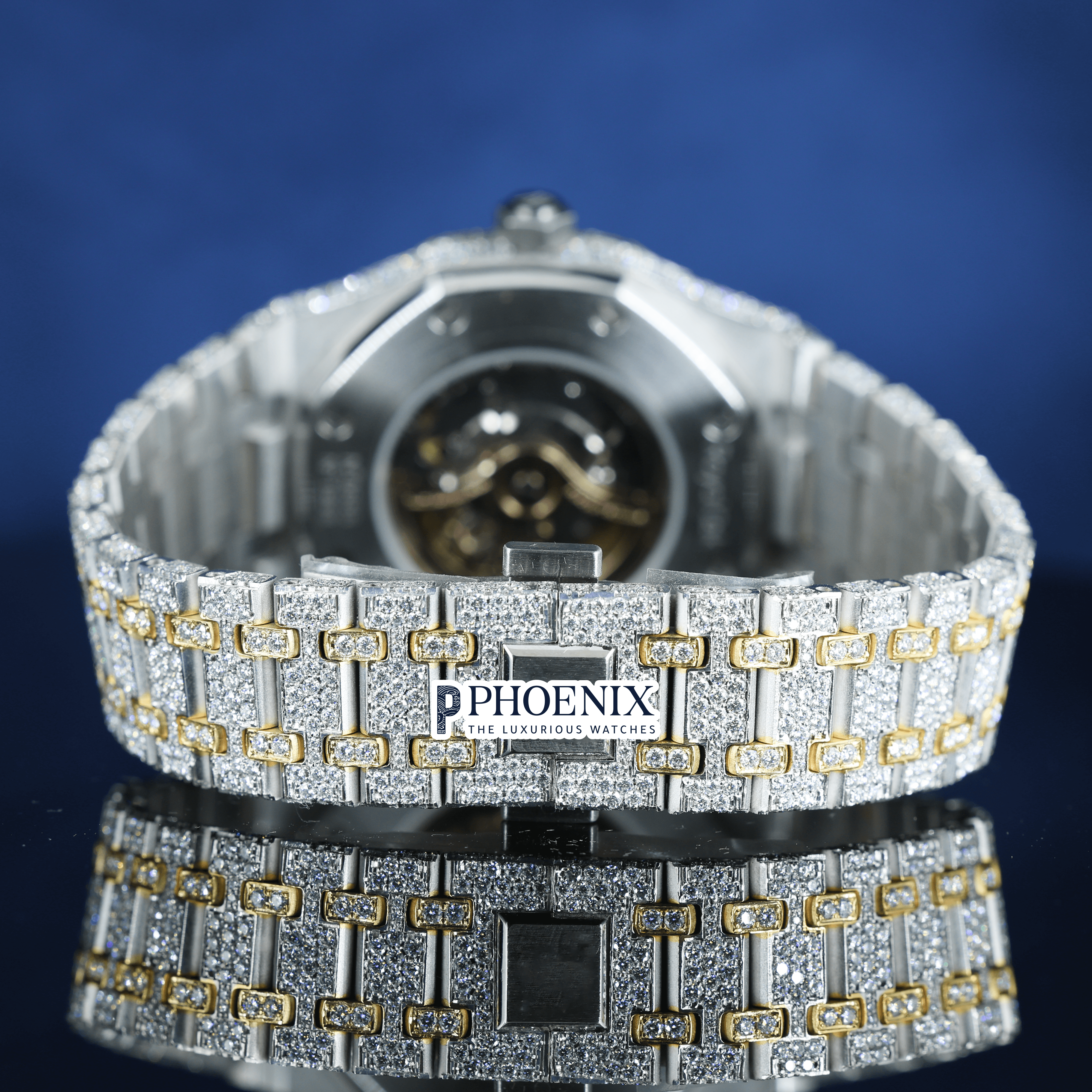 Yellow Gold Moissanite Diamonds AP Watch Arabic Numerals