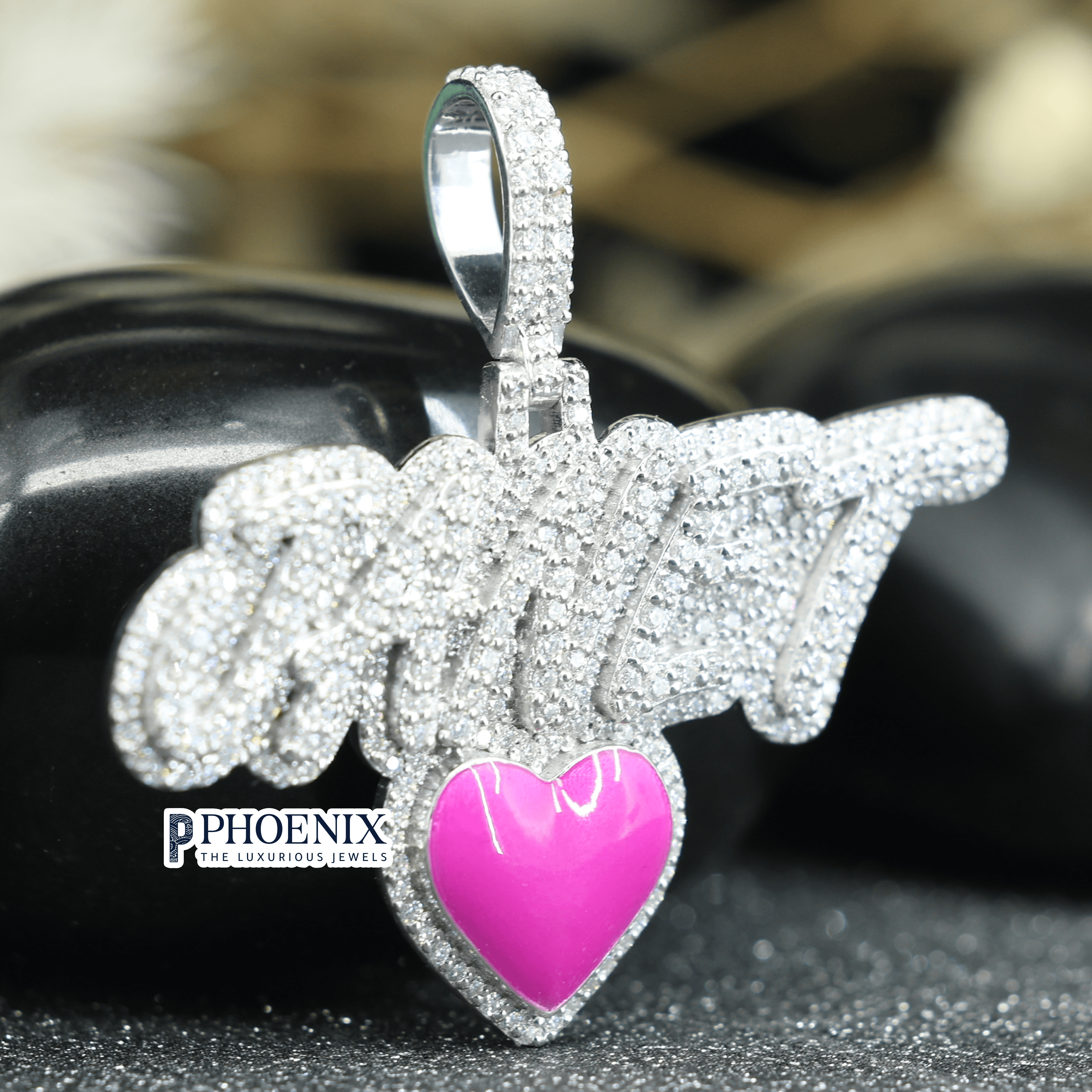 Custom VVS Moissanite Initial JANET Pendant - Iced Lettering Charm in Real 925 Sterling Silver