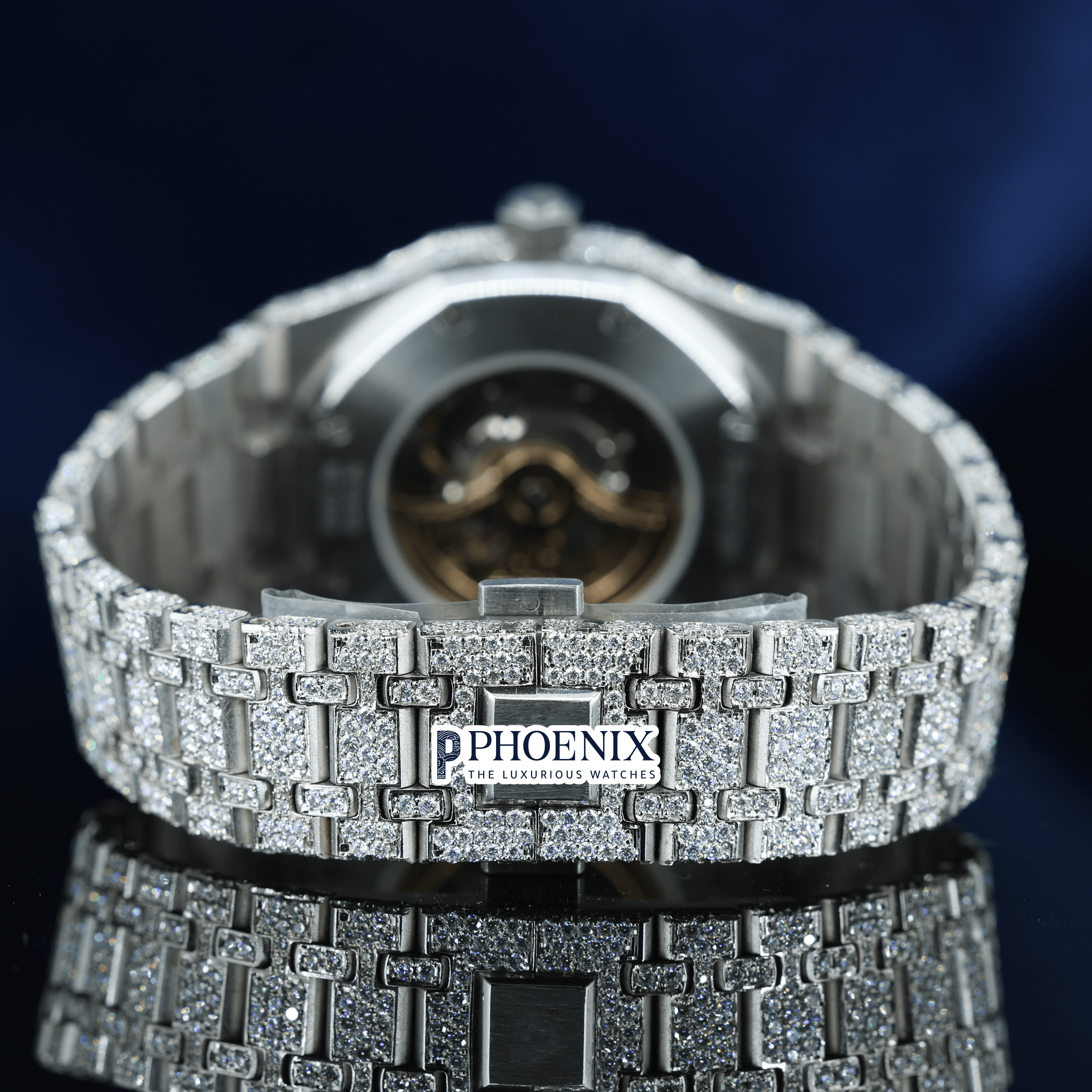 Stick Markers White Dial Fully Iced Out Moissanite Diamond AP Watch