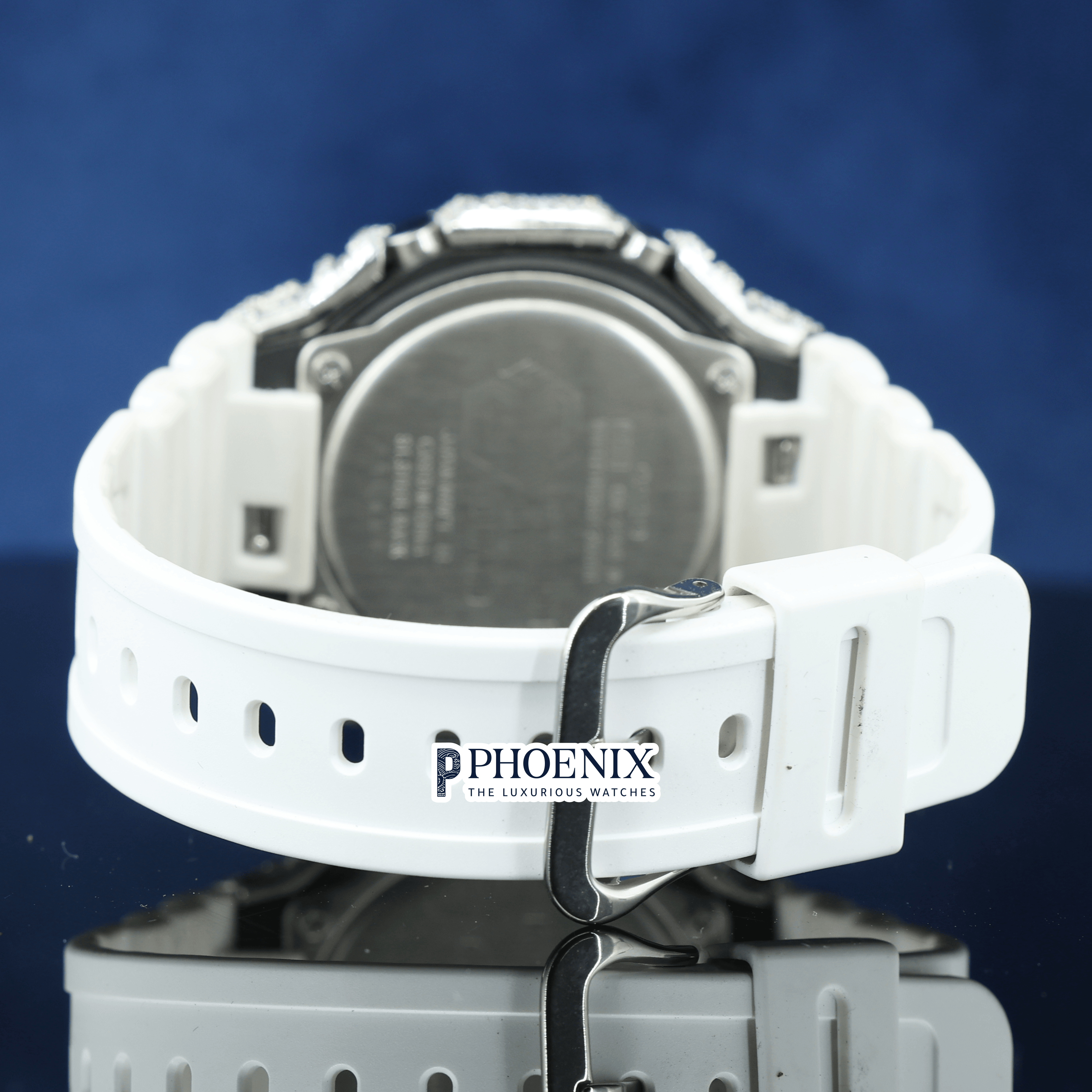 Custom White Strap Iced Out Gshock Watch
