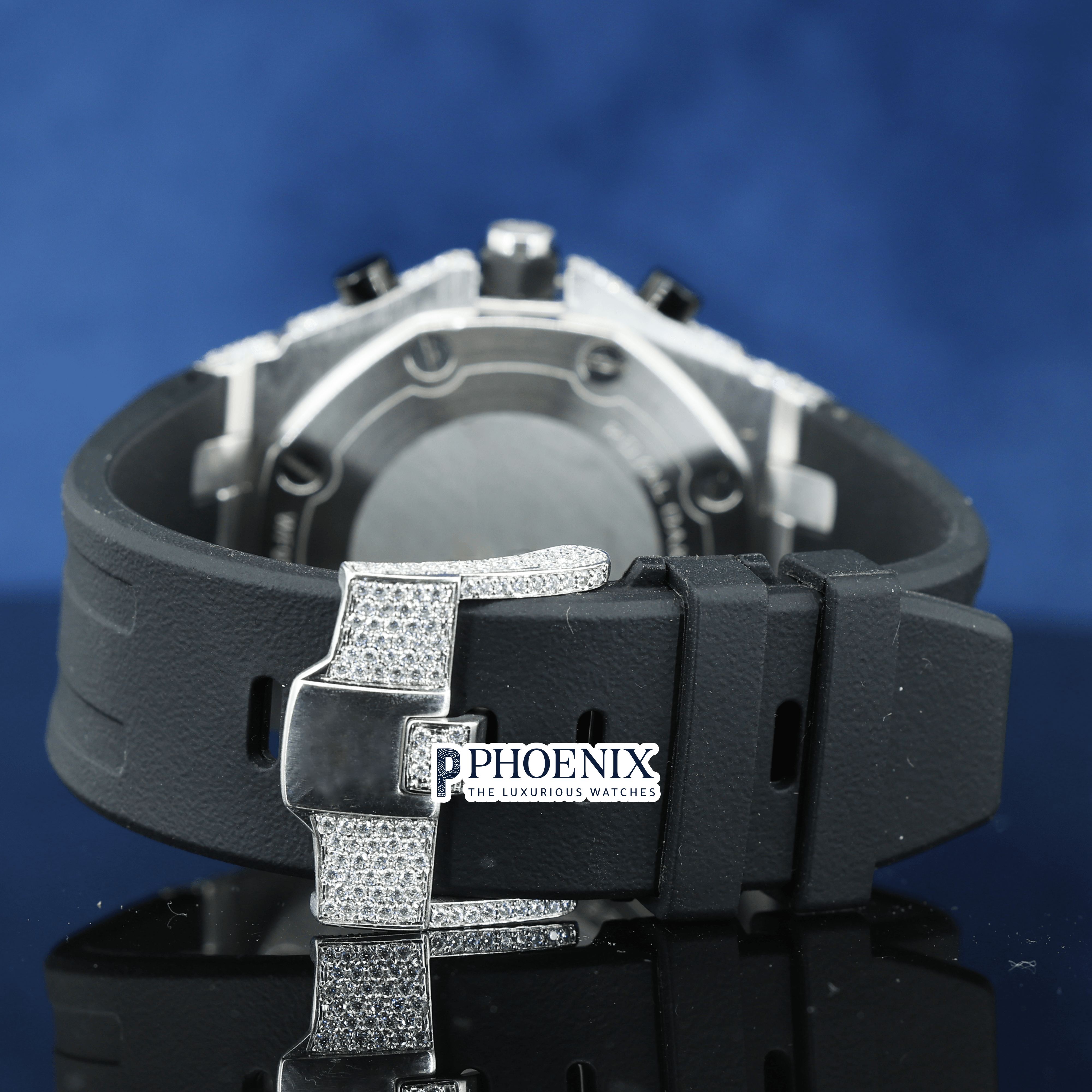 Semi Iced Out White Dial Standard Numerals Chronograph Moissanite AP Watch
