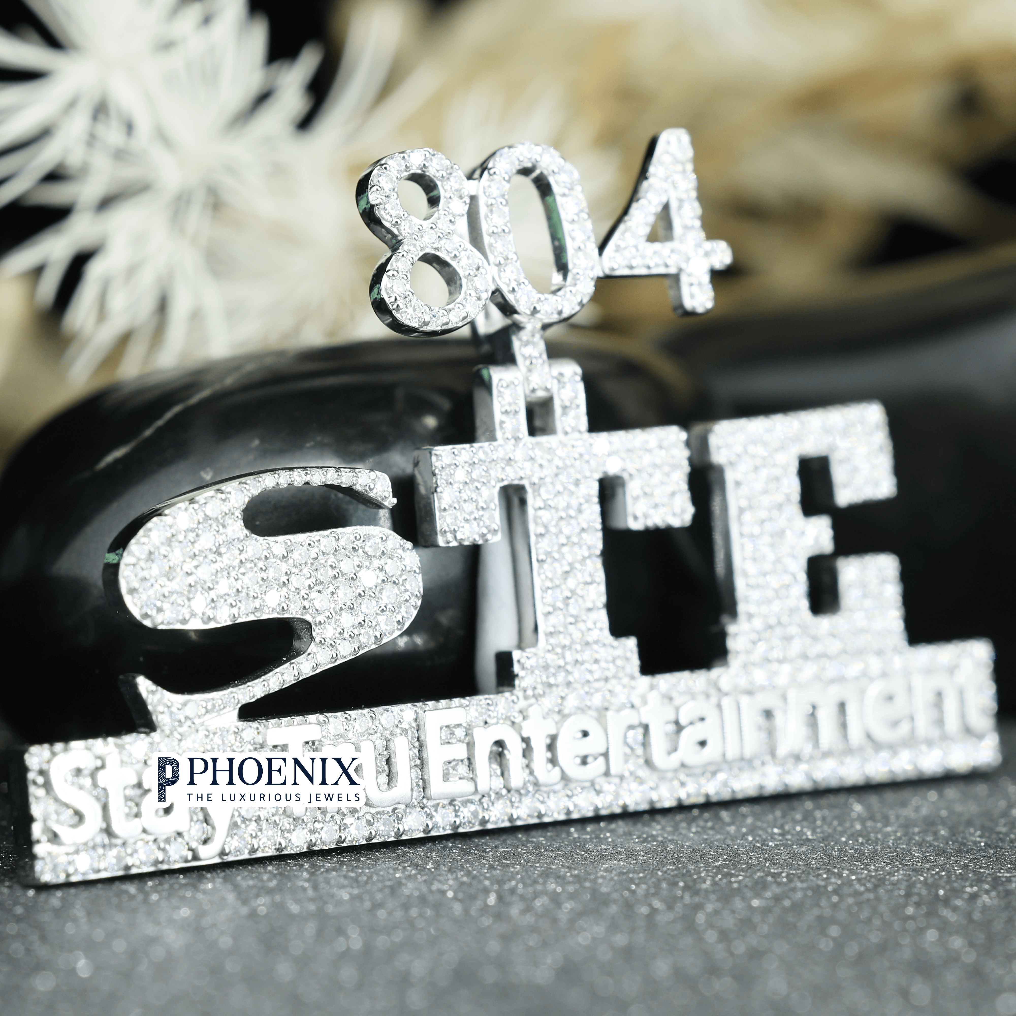 Custom VVS Personalized STE Name Pendant - Solid Sterling 925 Silver Bling Moissanite Diamonds