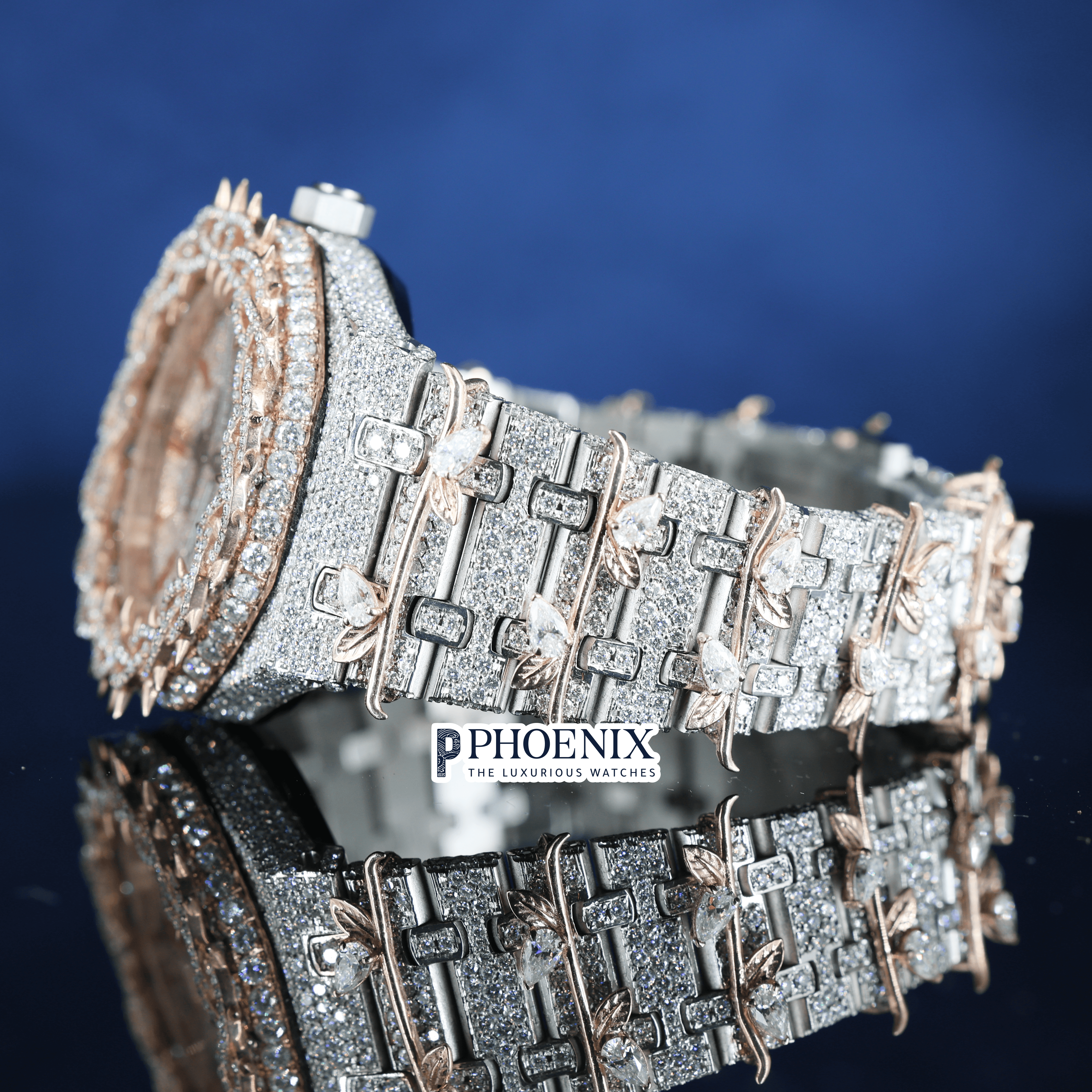 Thorn Bezel Rose Gold Moissanite Diamond AP Watch