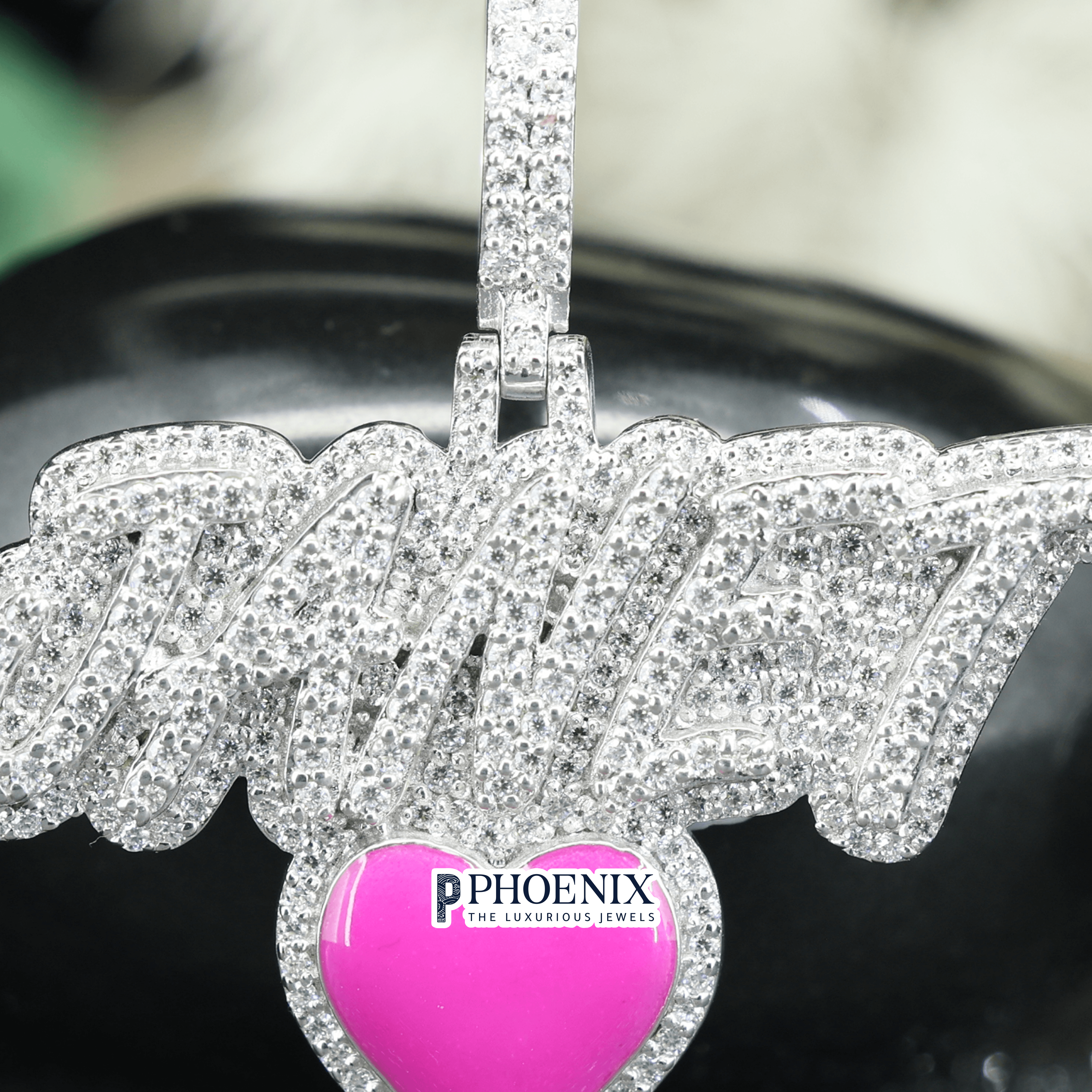 Custom VVS Moissanite Initial JANET Pendant - Iced Lettering Charm in Real 925 Sterling Silver