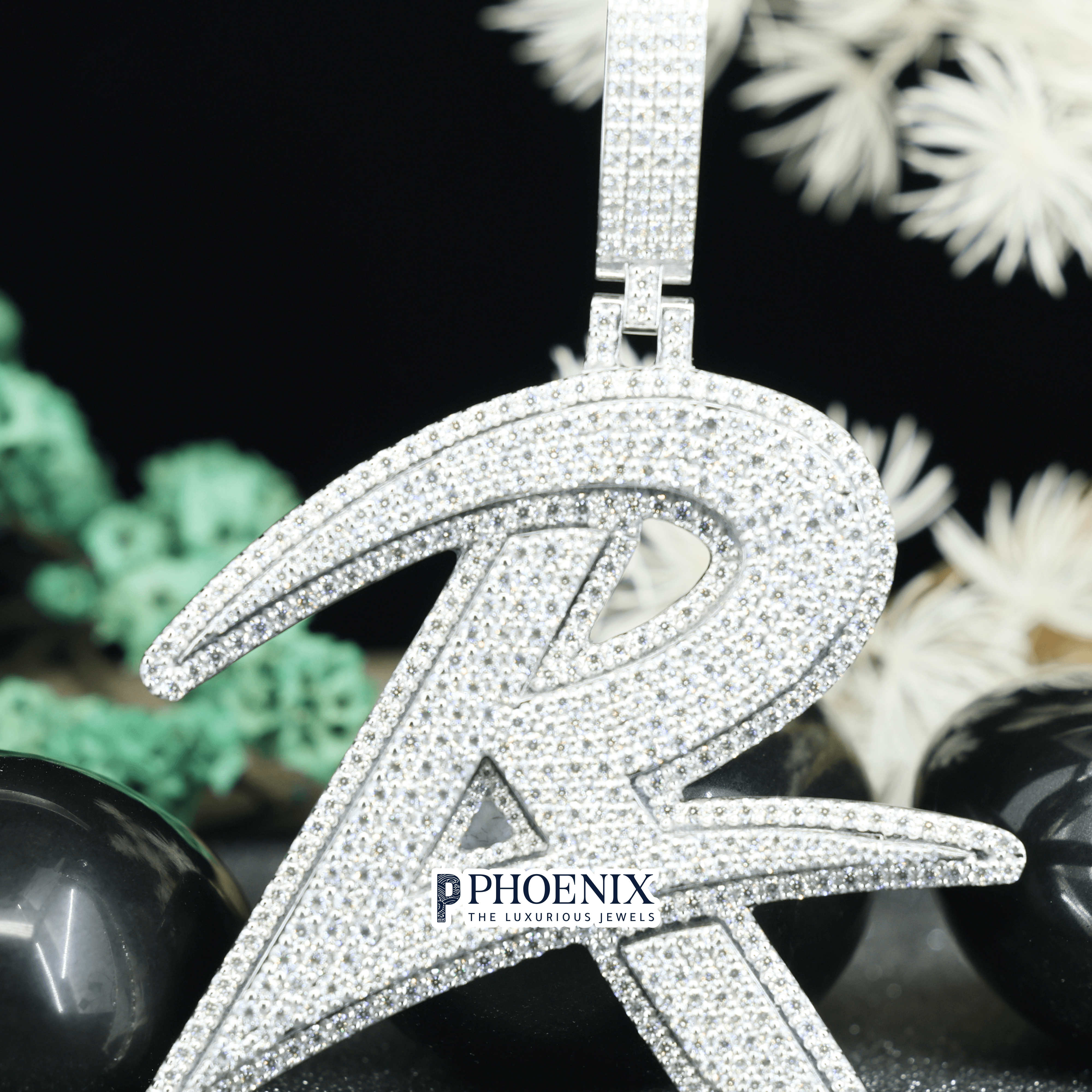 Custom Iced Out Letter R Pendant - VVS Moissanite Initial in Real 925 Sterling Silver