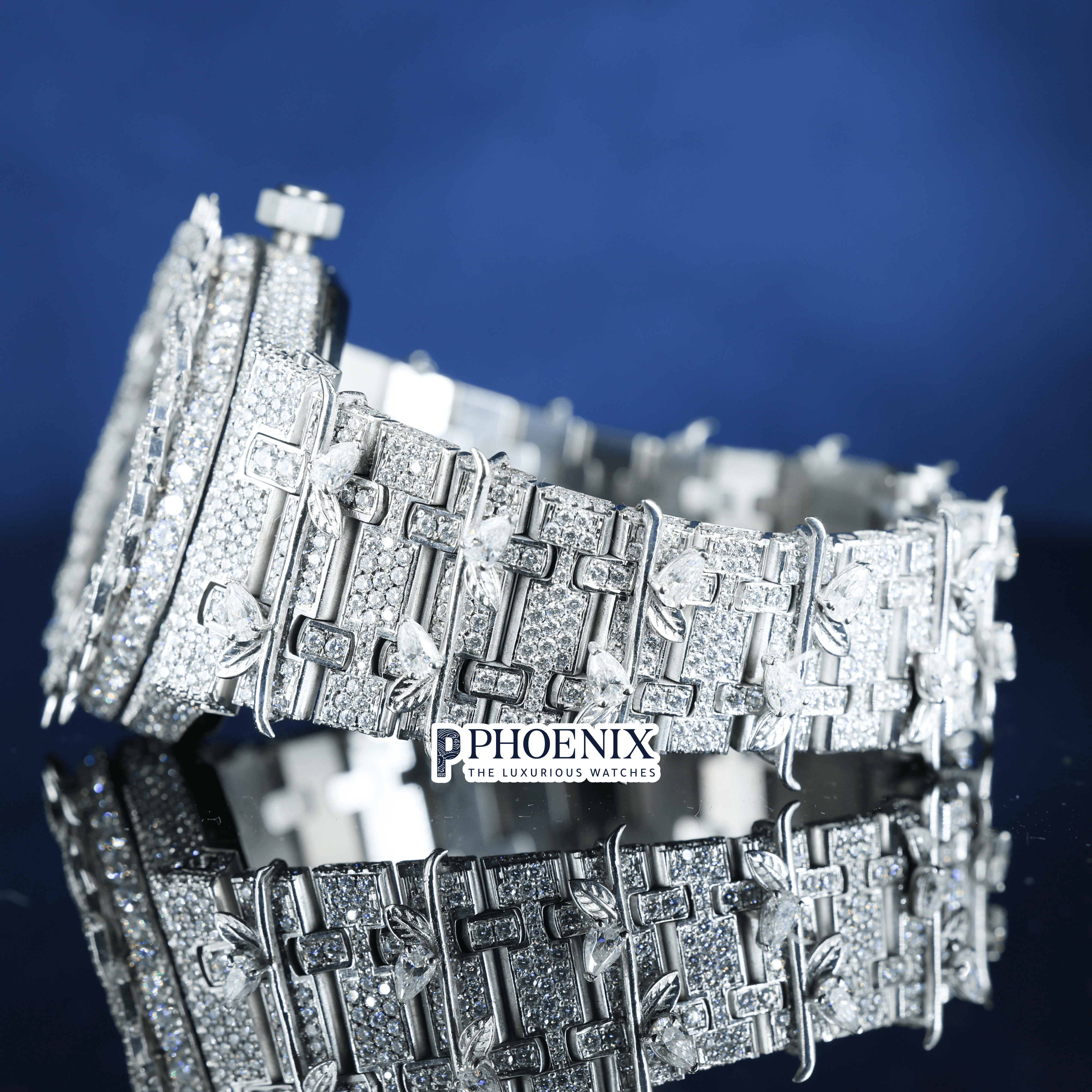 Arabic Dial Thorn Bezel White Gold Moissanite Diamond AP Watch