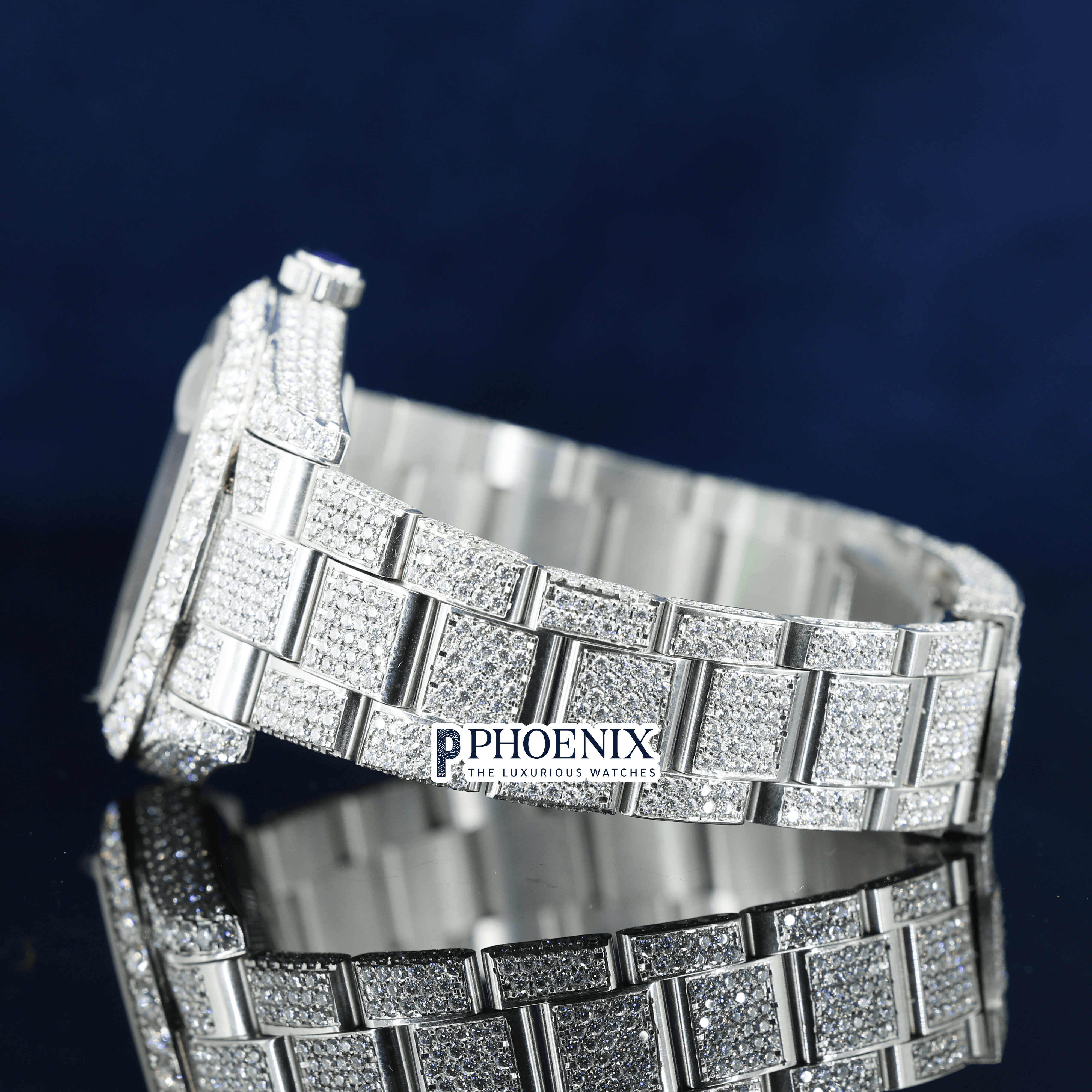 Iced Out Red Dial Roman Numerals Moissanite Diamond Rolex Watch