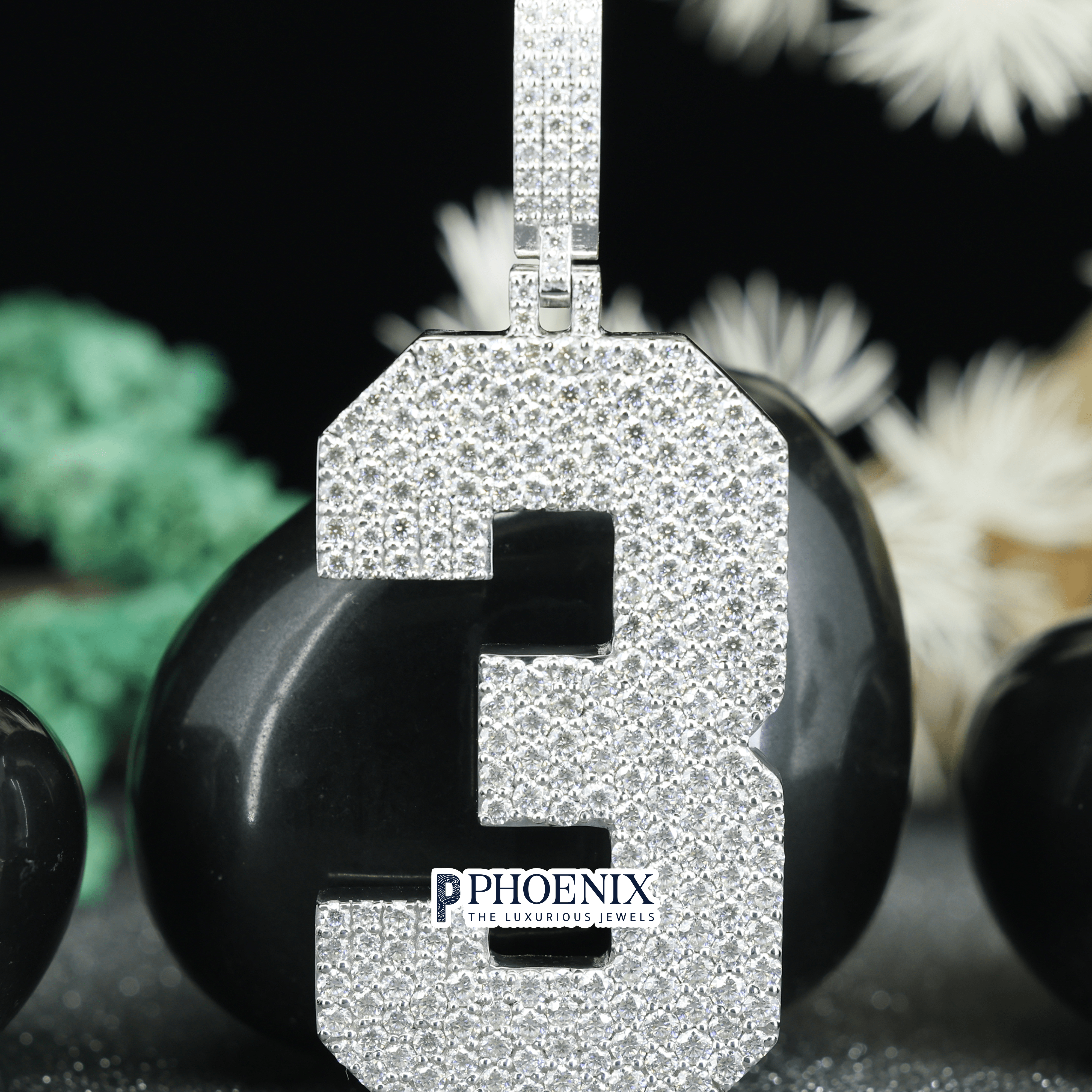 Custom VVS Moissanite Number 3 Pendant | Iced Out Sterling Silver Number Charm