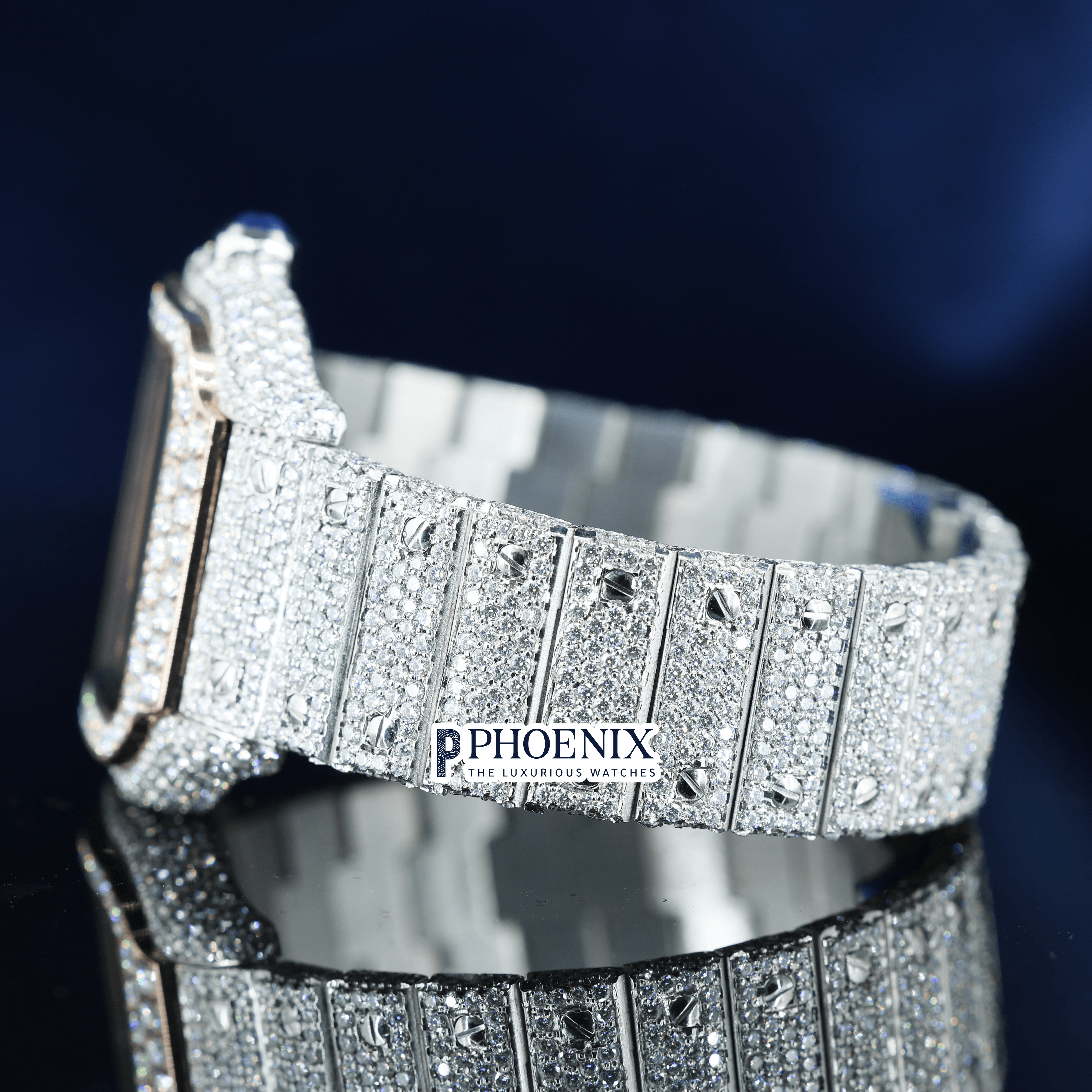 Rose Gold Skeleton Dial Two Tone Moissanite Diamond Cartier Watch