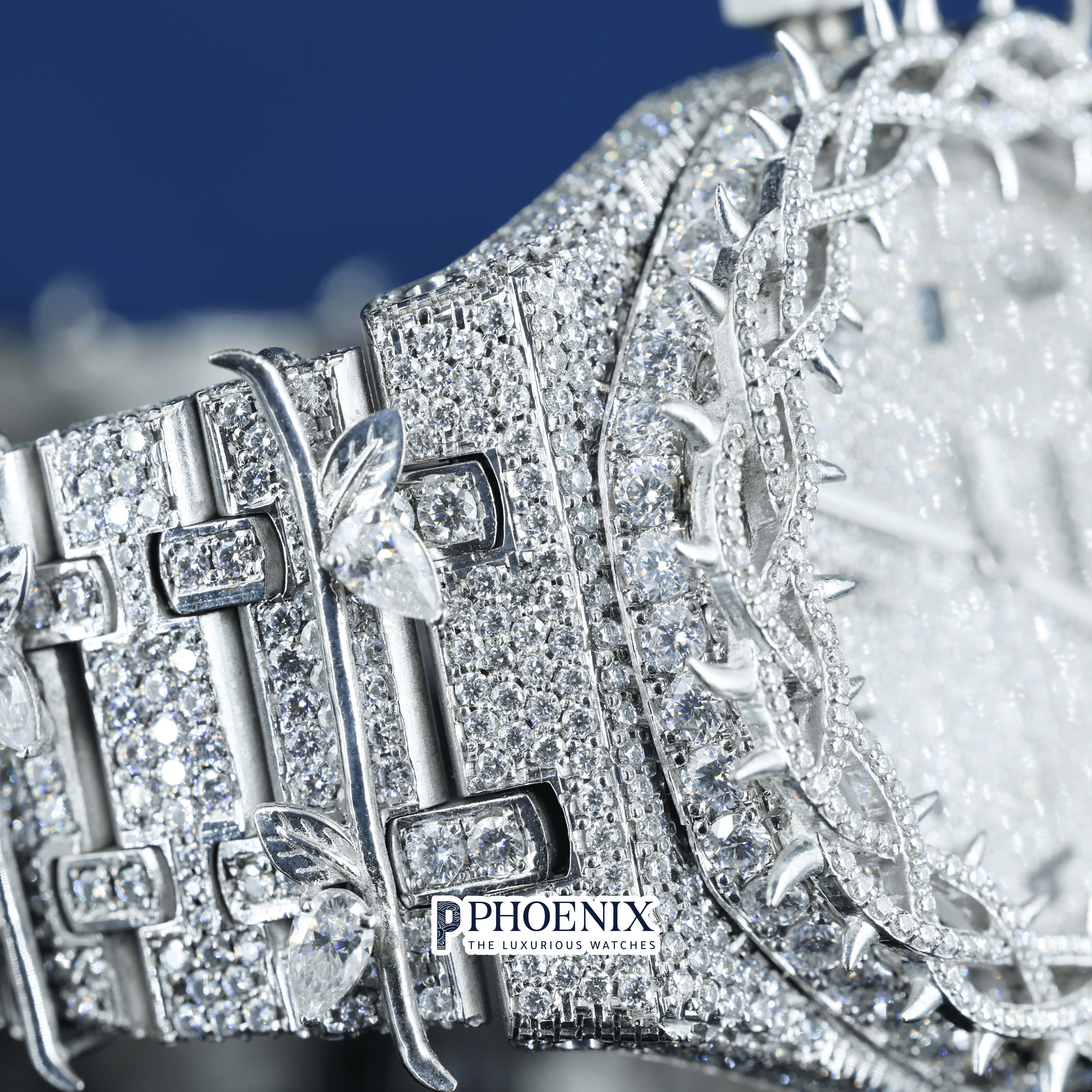 Arabic Dial Thorn Bezel White Gold Moissanite Diamond AP Watch