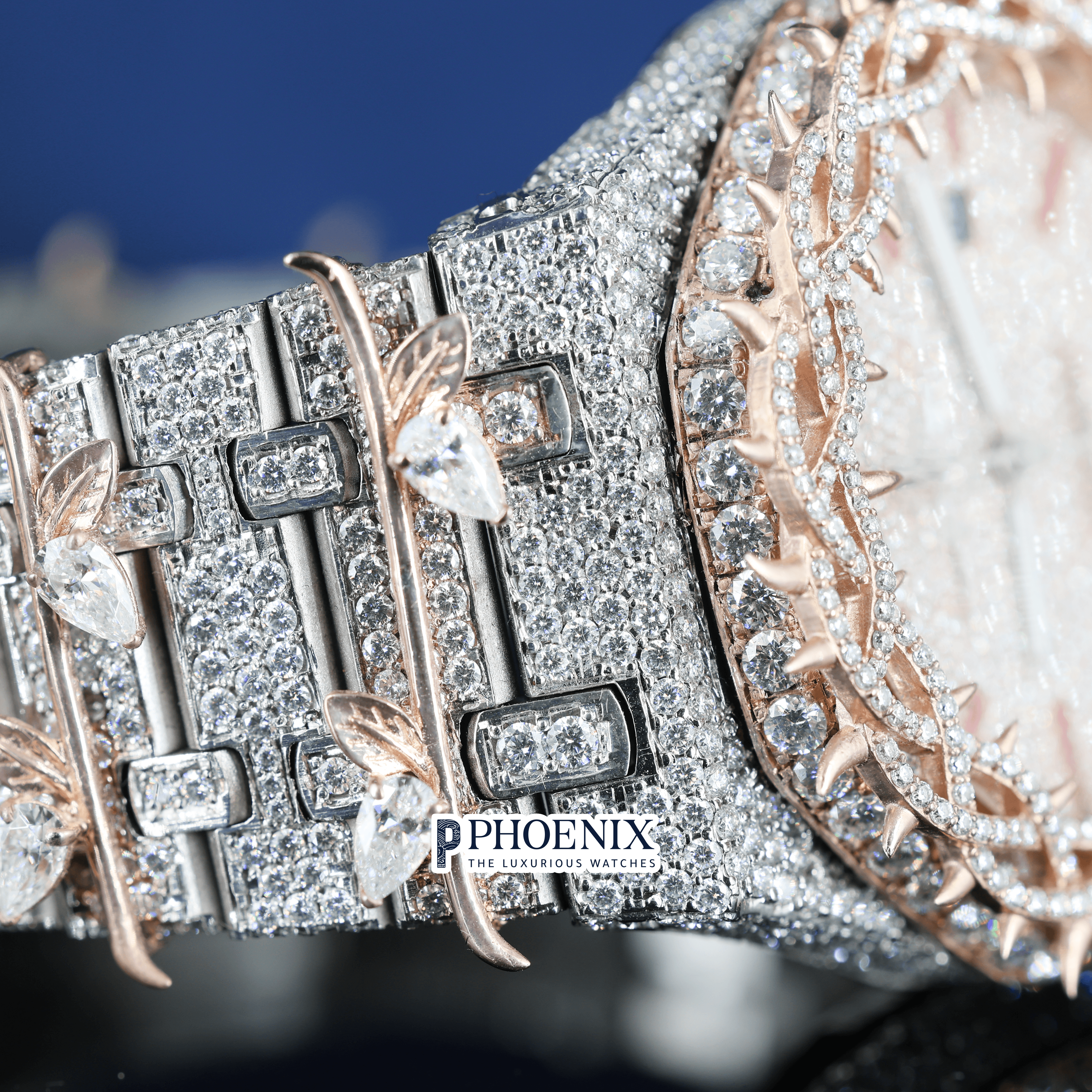 Thorn Bezel Rose Gold Moissanite Diamond AP Watch