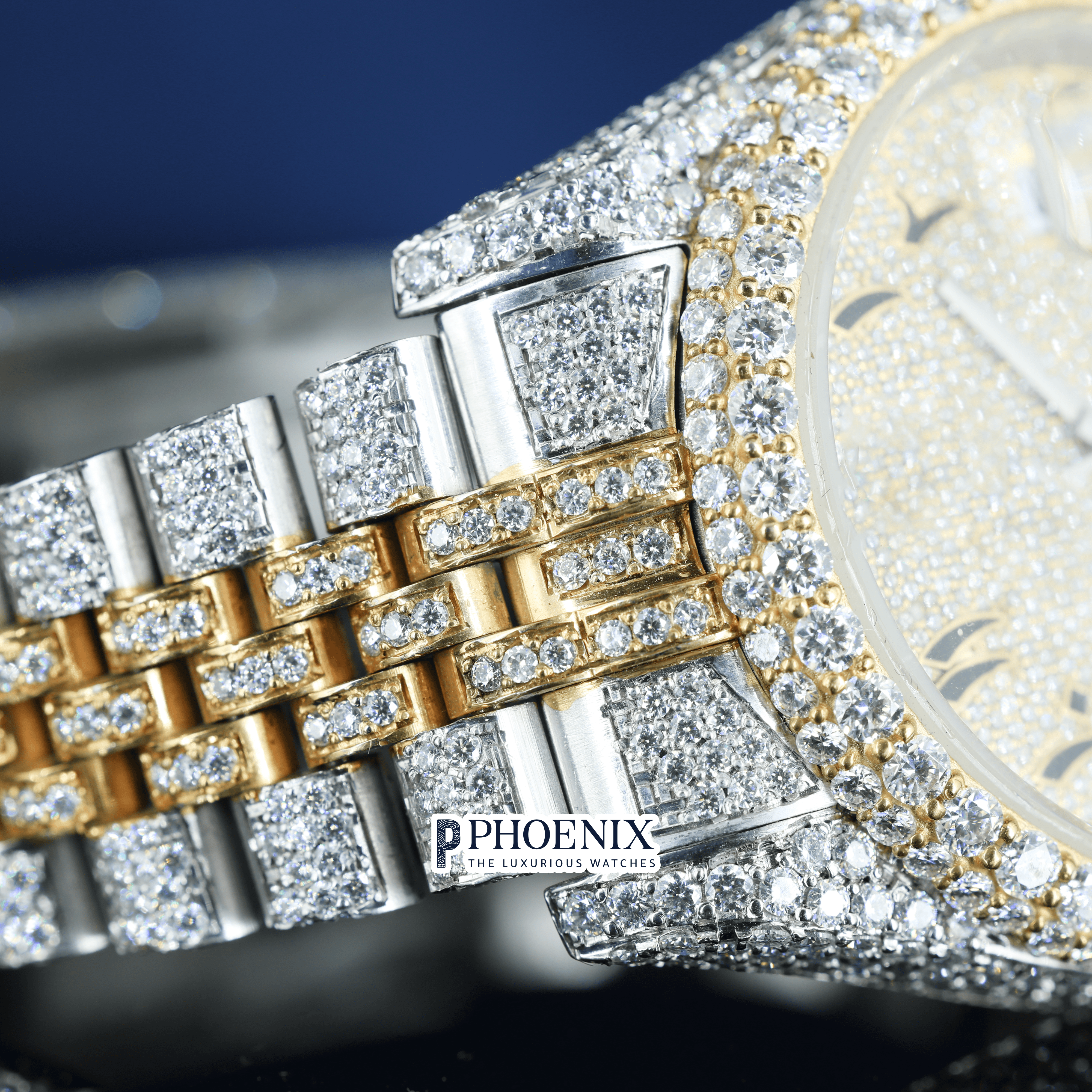 Rose Gold Dial Moissanite Diamond Rolex Watch