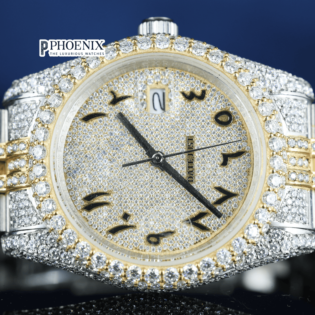 Rose Gold Dial Moissanite Diamond Rolex Watch