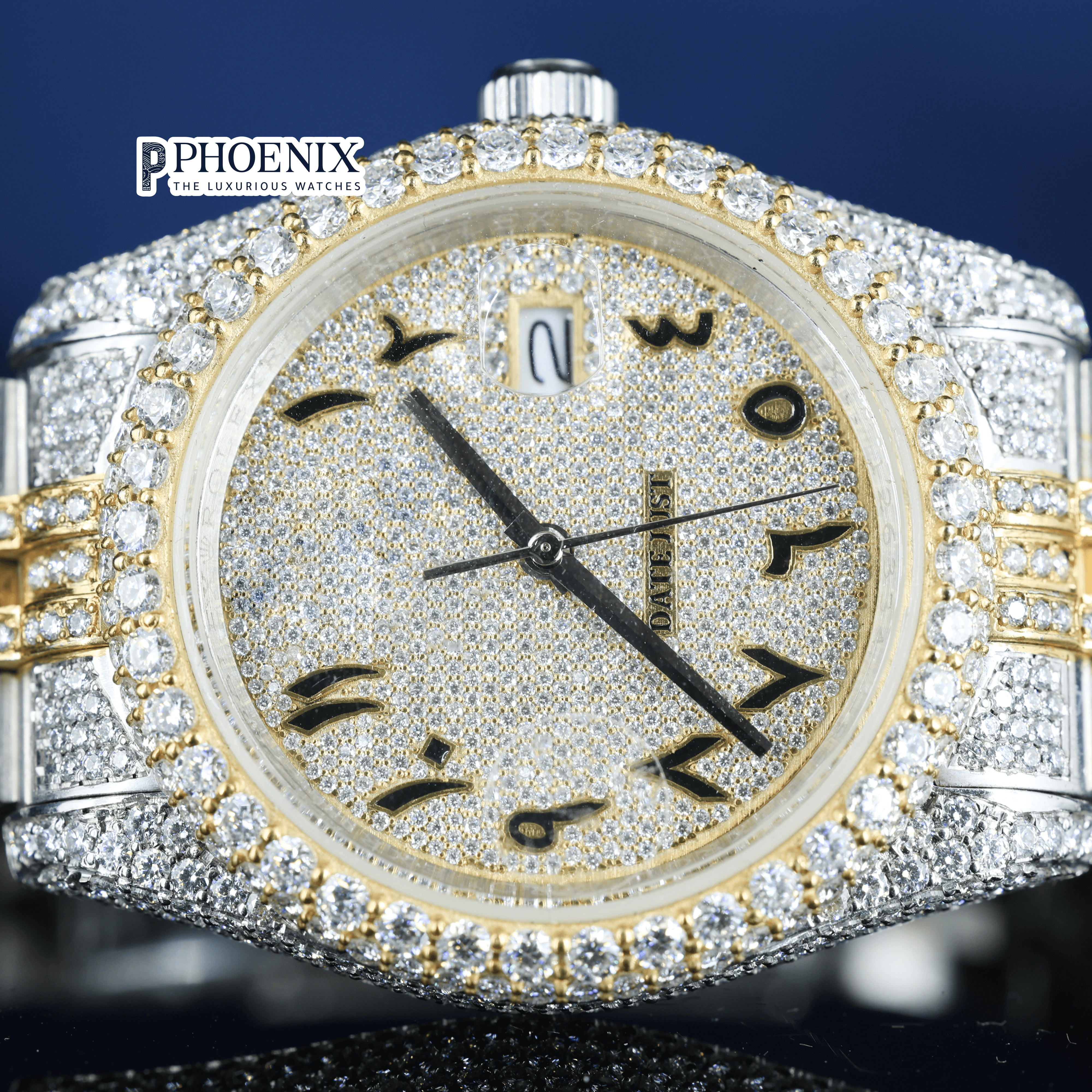 Rose Gold Dial Moissanite Diamond Rolex Watch