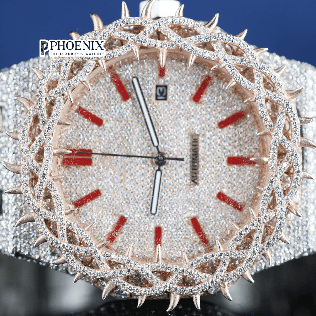 Thorn Bezel Rose Gold Moissanite Diamond AP Watch