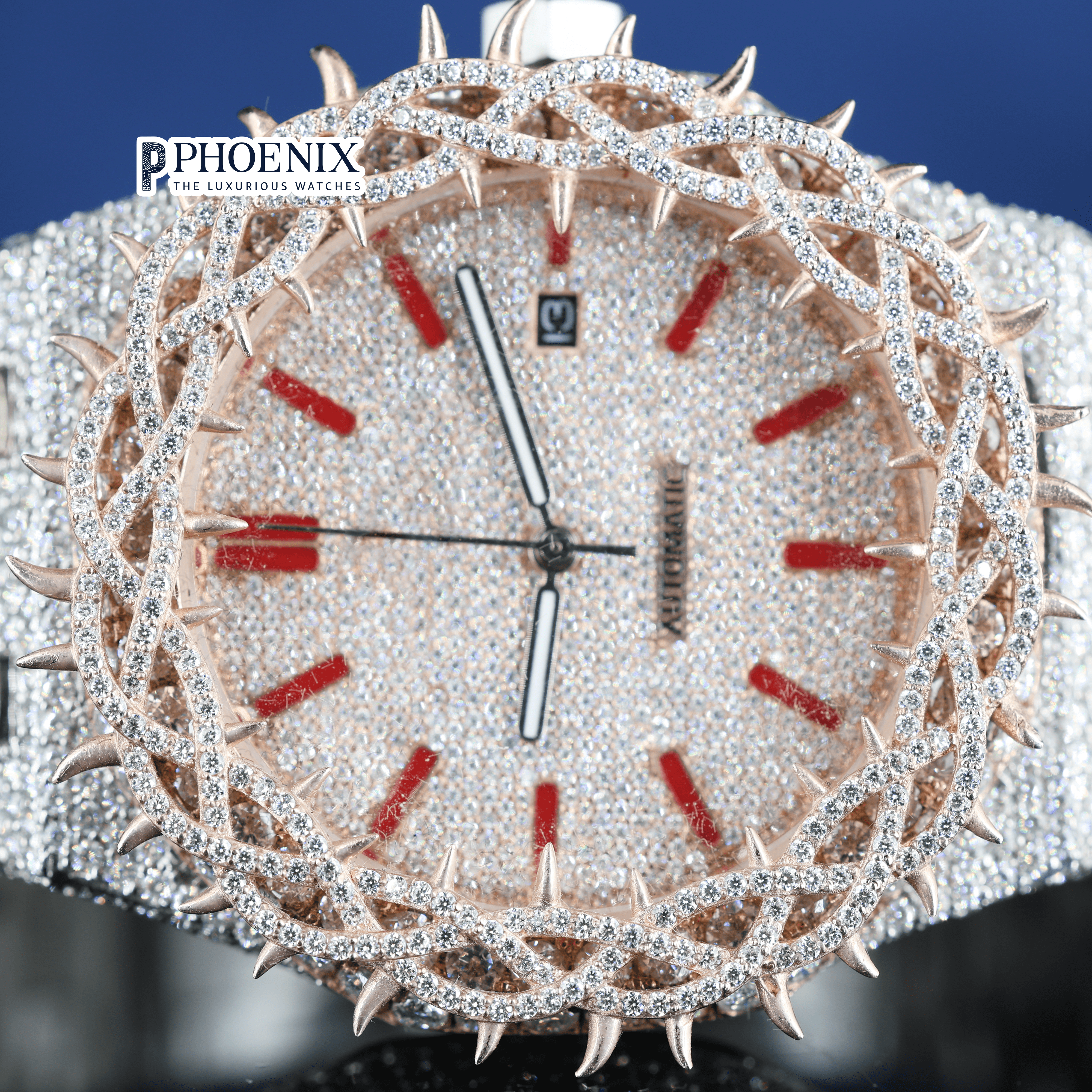 Thorn Bezel Rose Gold Moissanite Diamond AP Watch
