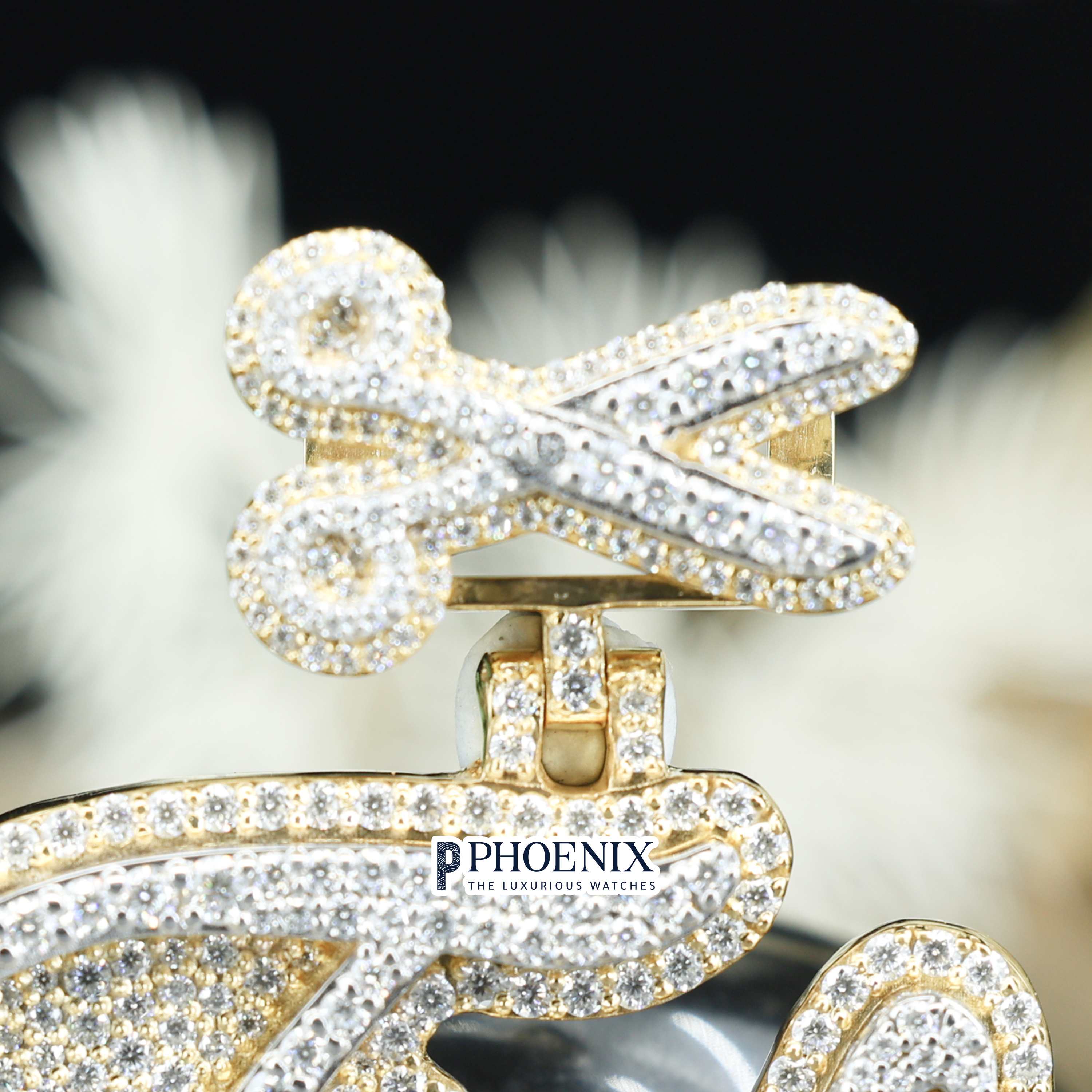 Personalized Moissanite Fali scissors Pendant - Iced Lettering Charm in Real 925 Sterling Silver