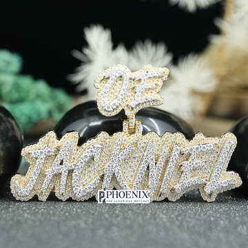 Blinding VVS Moissanite Name Pendant - Personalized JACKNIAL Iced Out Charm Pendants
