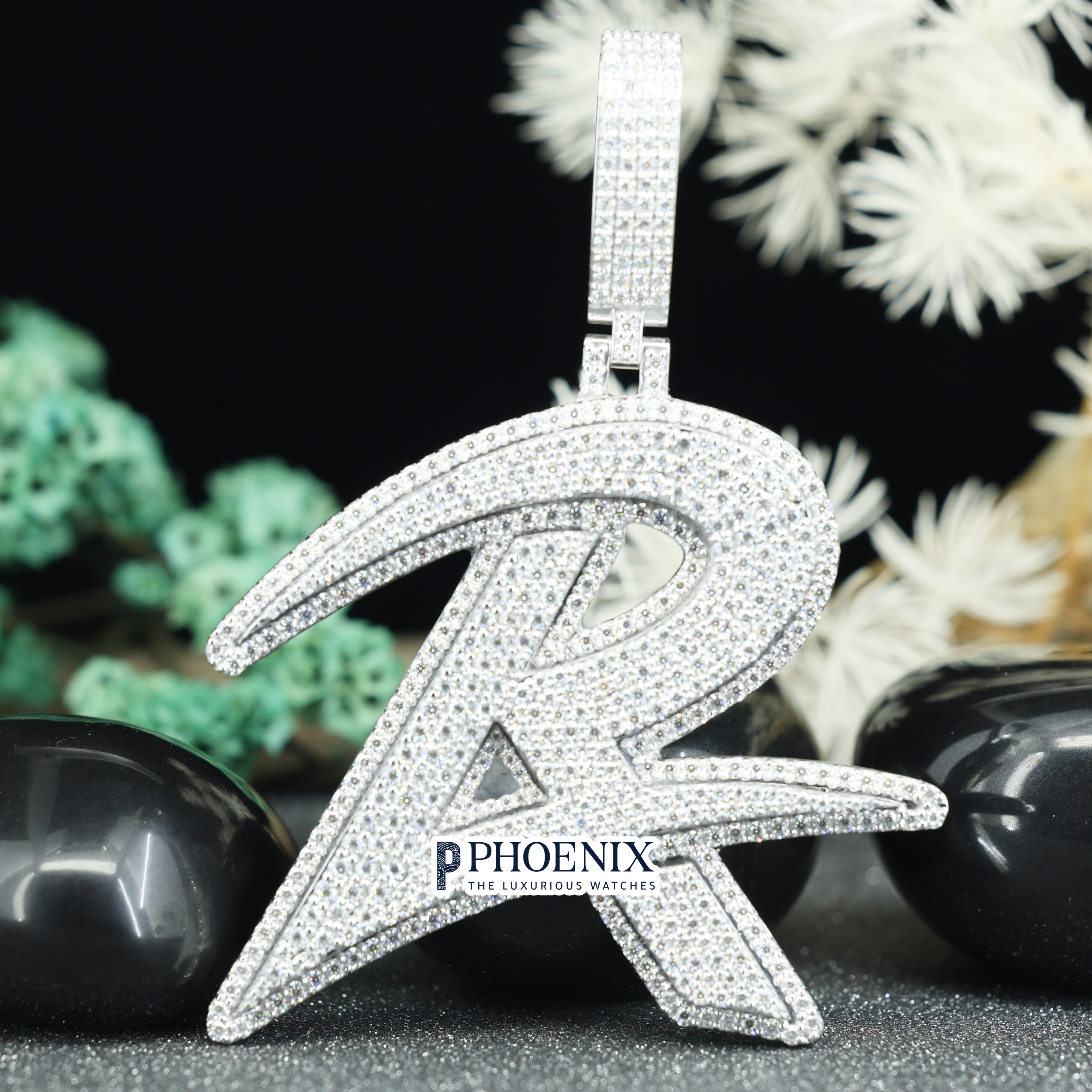Custom Iced Out Letter R Pendant - VVS Moissanite Initial in Real 925 Sterling Silver