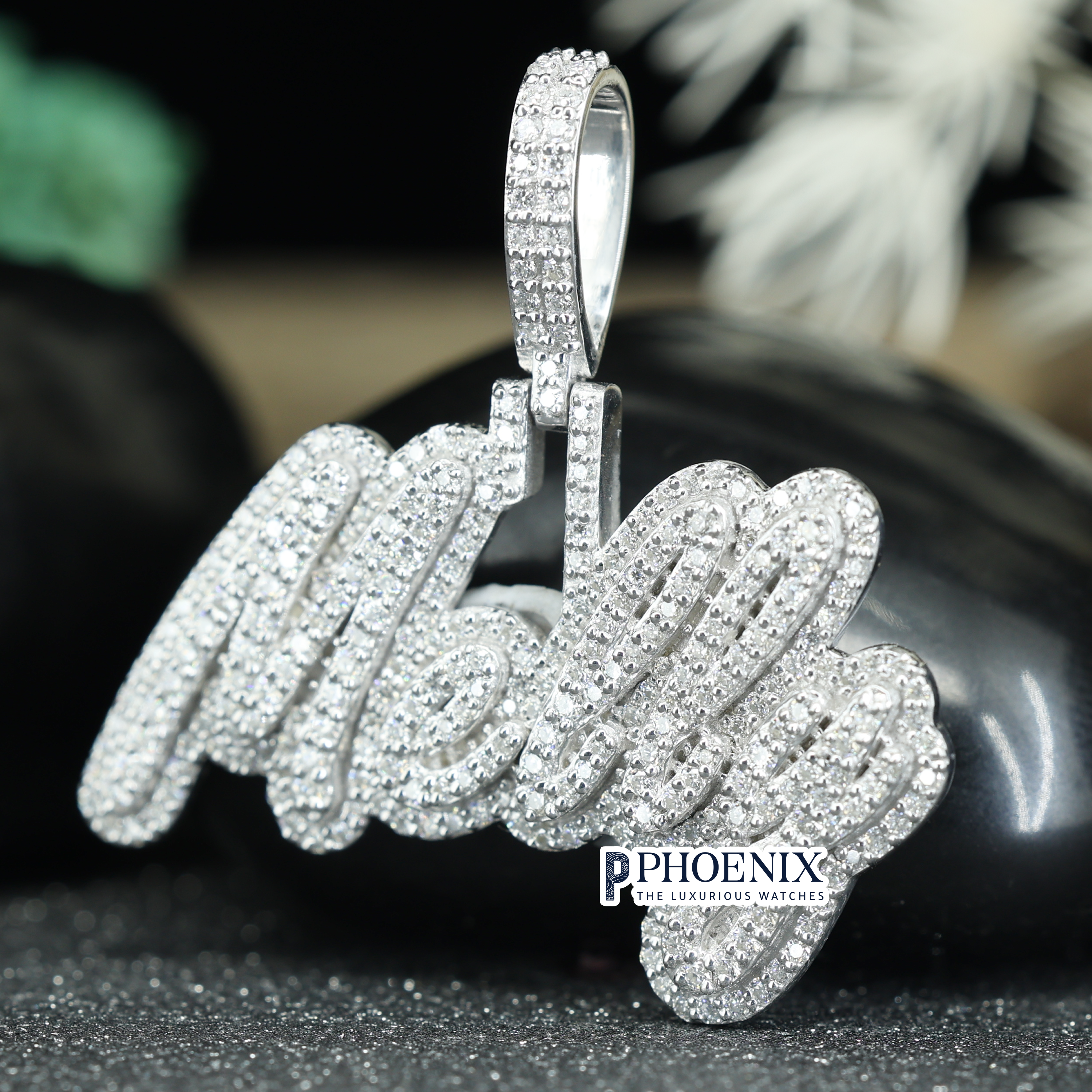 Bespoke VVS Moissanite Diamond Pendant - Iced Out Mally Lettering in Solid Sterling Silver