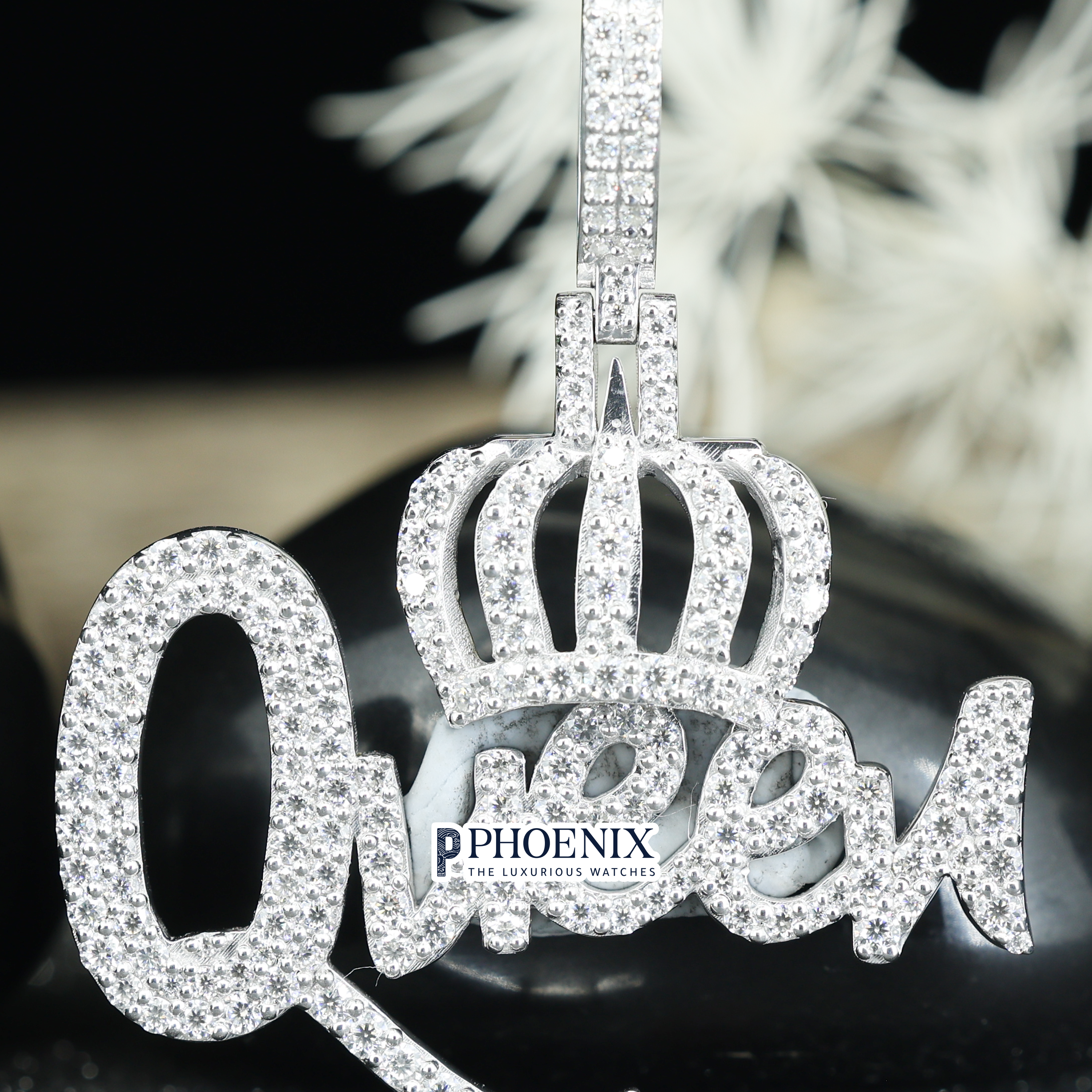 Bespoke Queen Moniker Diamond Pendant - VVS Iced Out Argentum Pendant