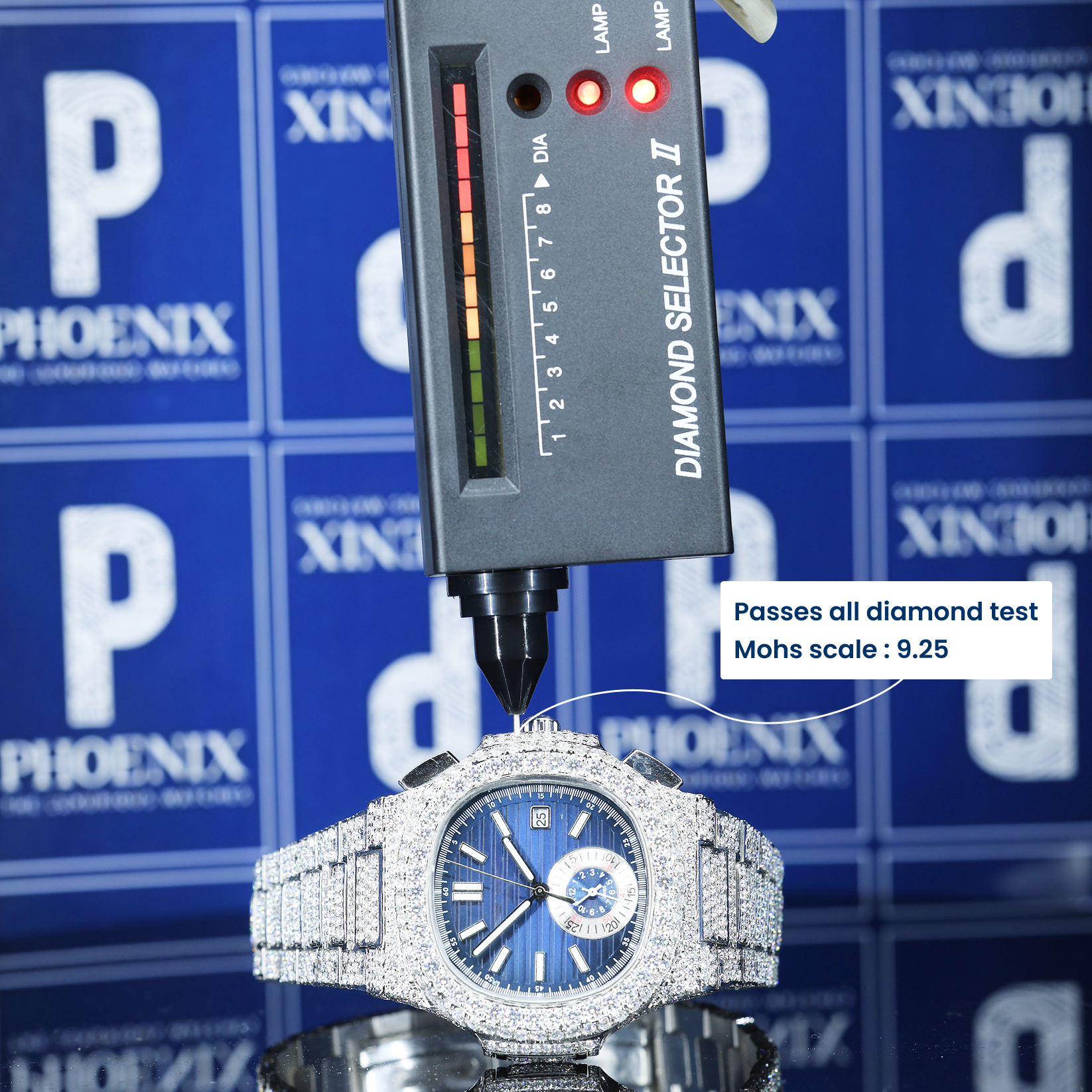 Patek Philippe Blue Dial Watch Moissanite Diamonds